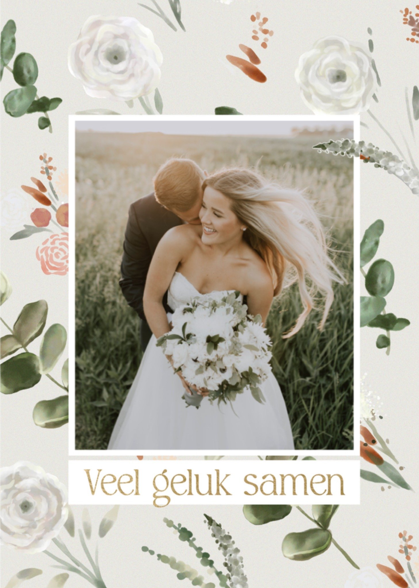 Huwelijkskaart Eucalyptus Bloemen Kaart Greetz