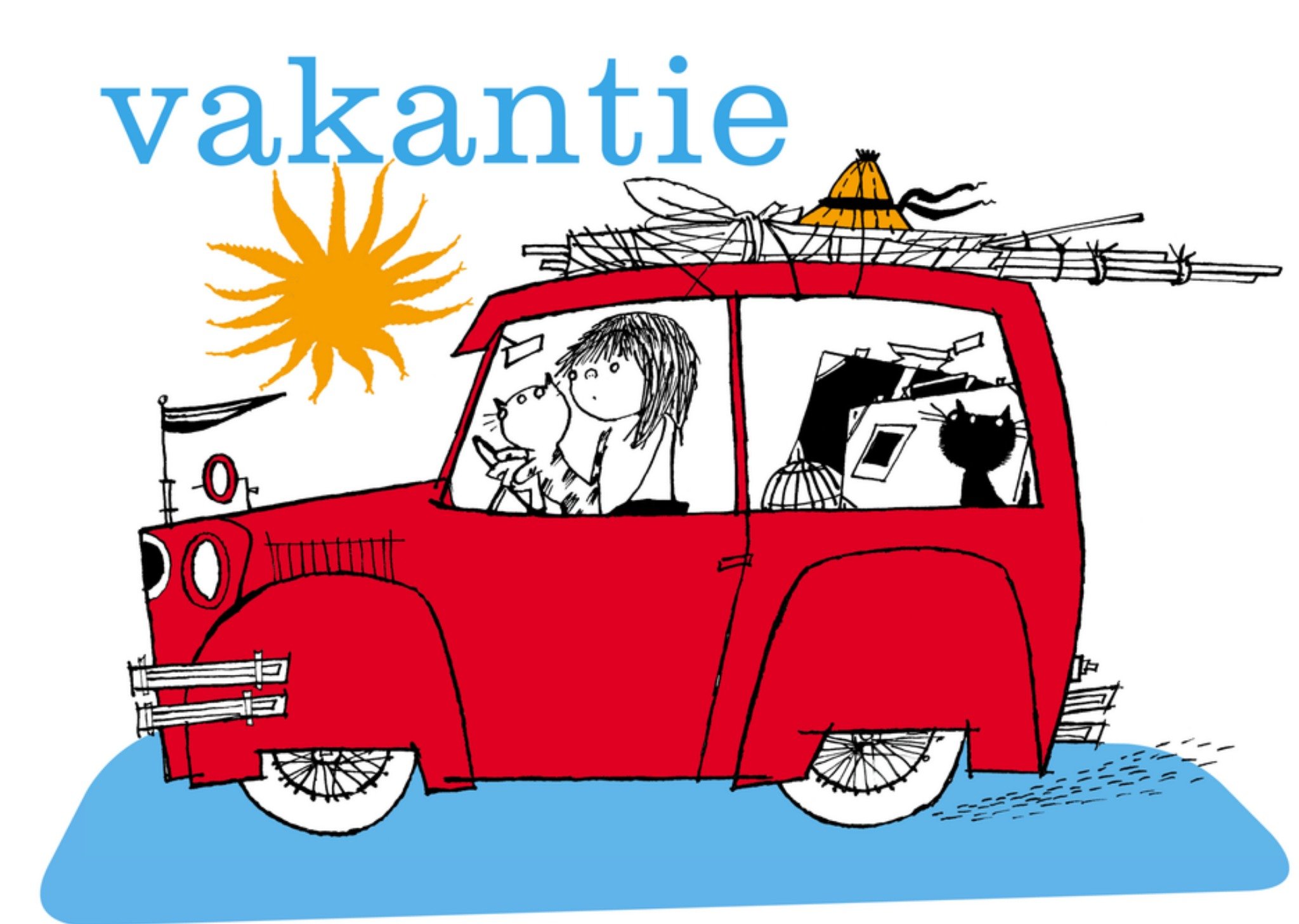 Vakantiekaart auto zomer Kaart Fiep Westendorp