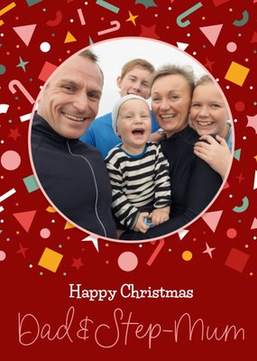 Feestelijk Patroon Foto Upload Papa En Stiefmama Kerstmis Kaart