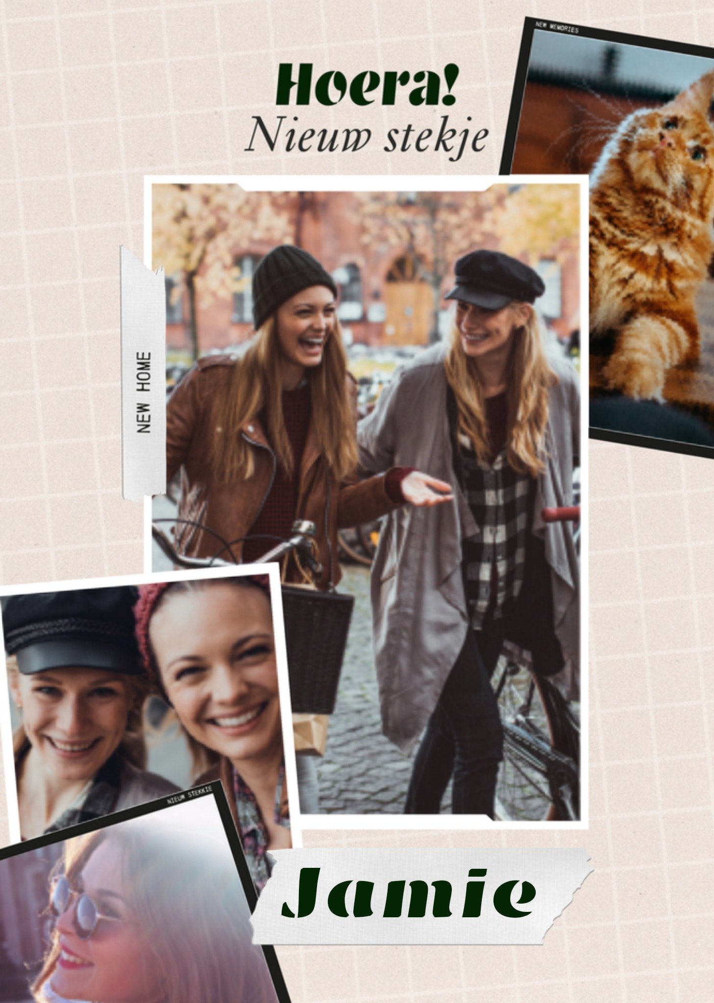 Nieuwe woning kaart fotokaart met naam Greetz