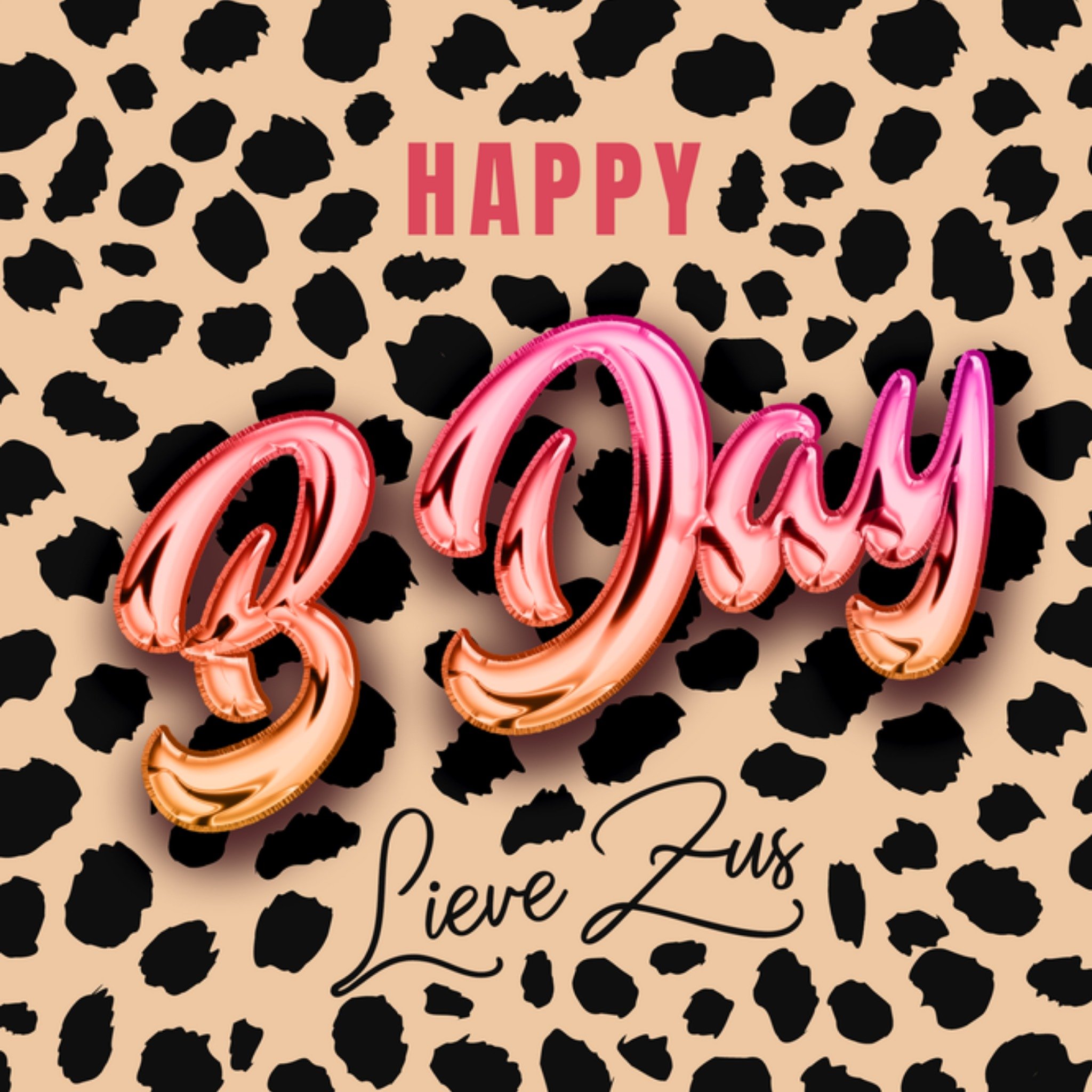 Verjaardagskaart Panterprint Lieve Zus Vierkante Kaart Luckz