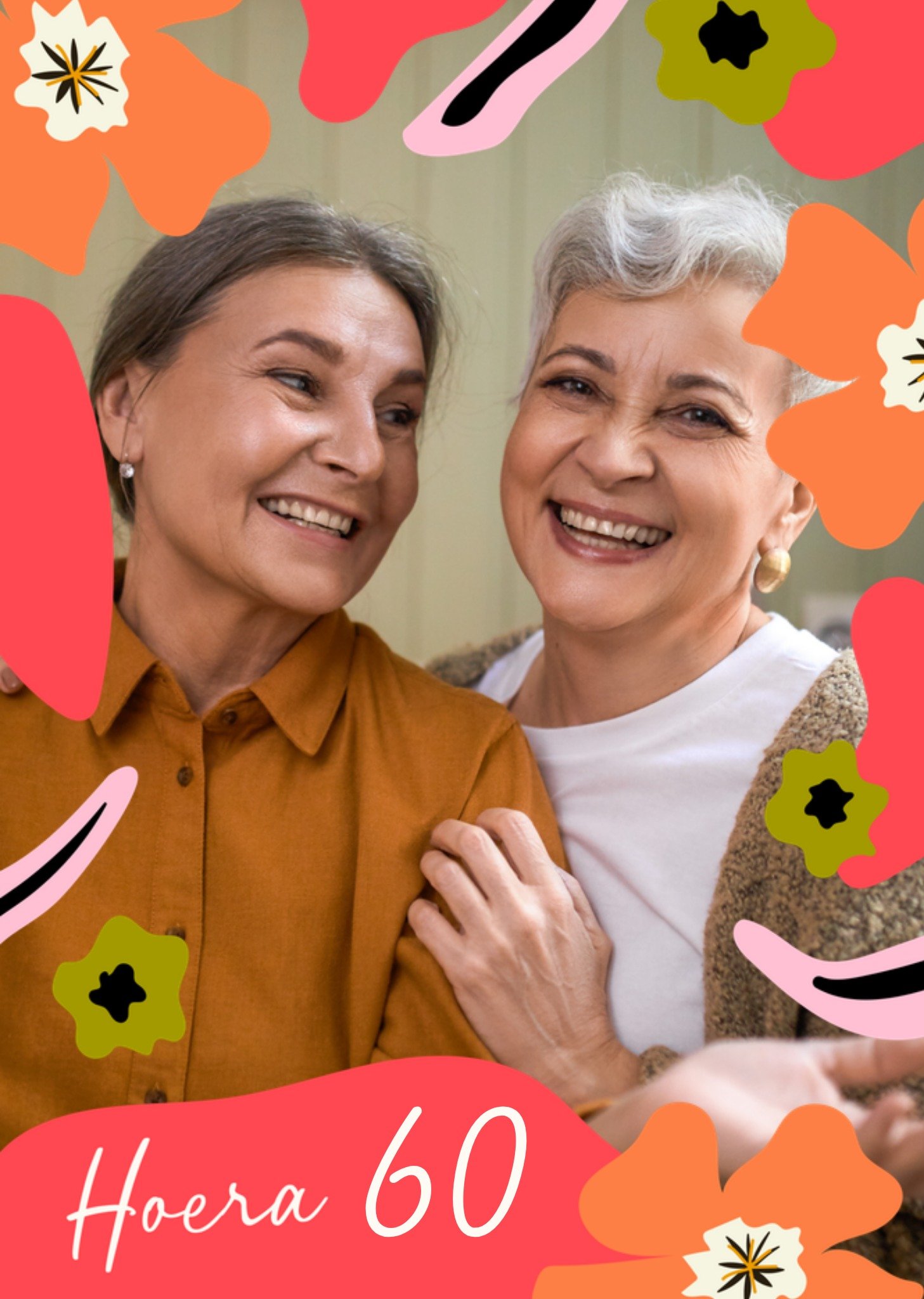 Verjaardagskaart Hoera 60 Fotokaart Aanpasbare tekst Kaart Greetz