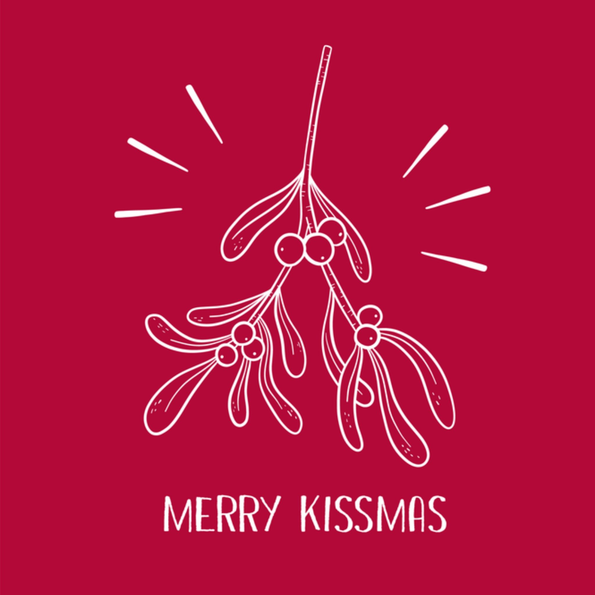 Greetz Kerstkaart maretak merry kissmas Vierkant