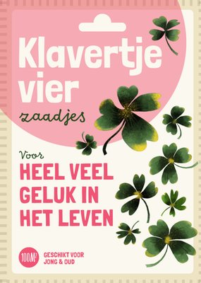 Patricia Hooning | Succeskaart | Klavertje Vier Zaadjes Voor Heel Veel Geluk