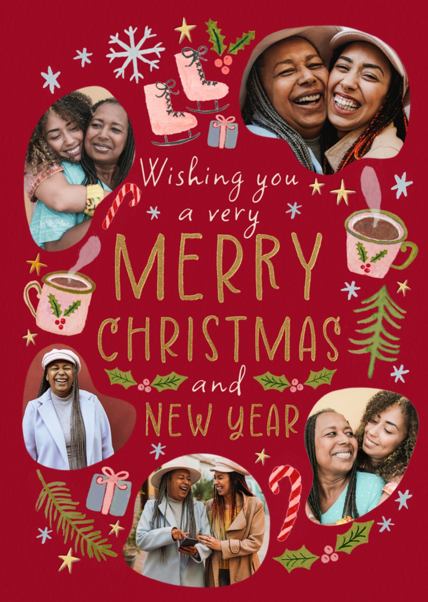 Kerstkaart Wishing You A Very Merry Christmas And New Year Aanpasbare Fotokaart Greetz