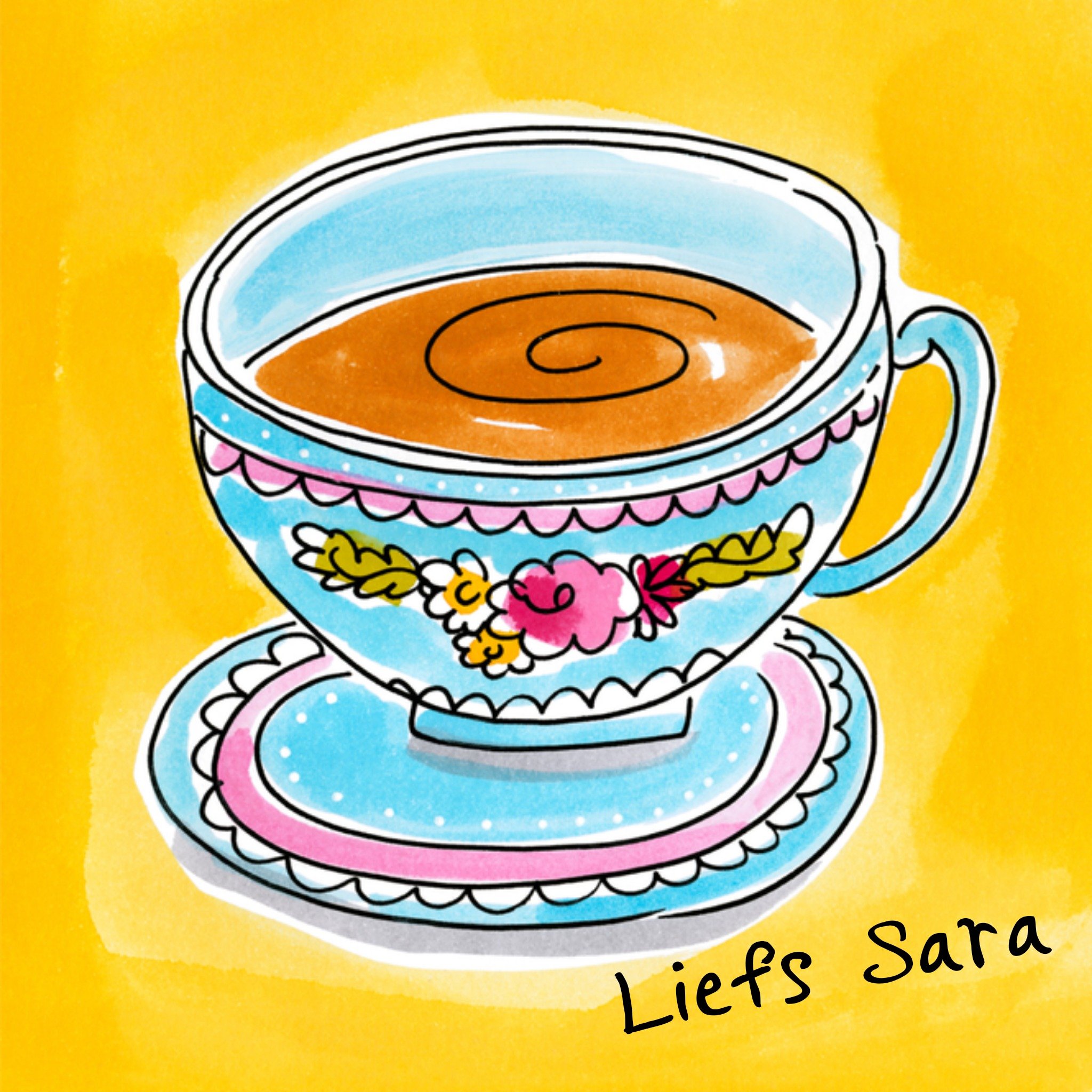 Kopje thee Vierkante Kaart Blond Amsterdam