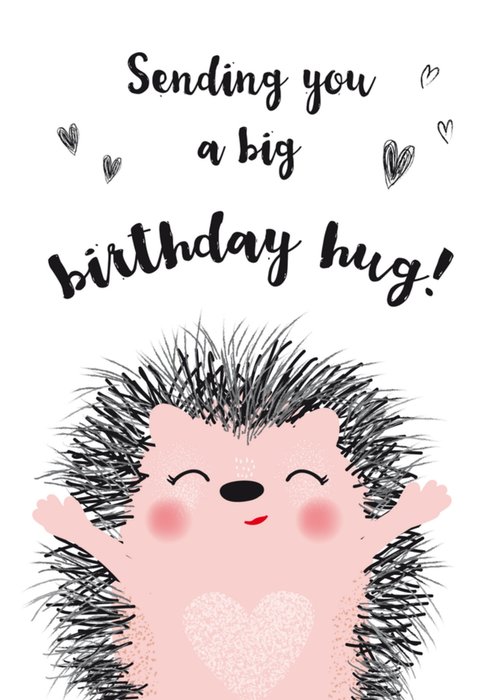 Verjaardagskaart | Birthday hug | Egel | Hartjes