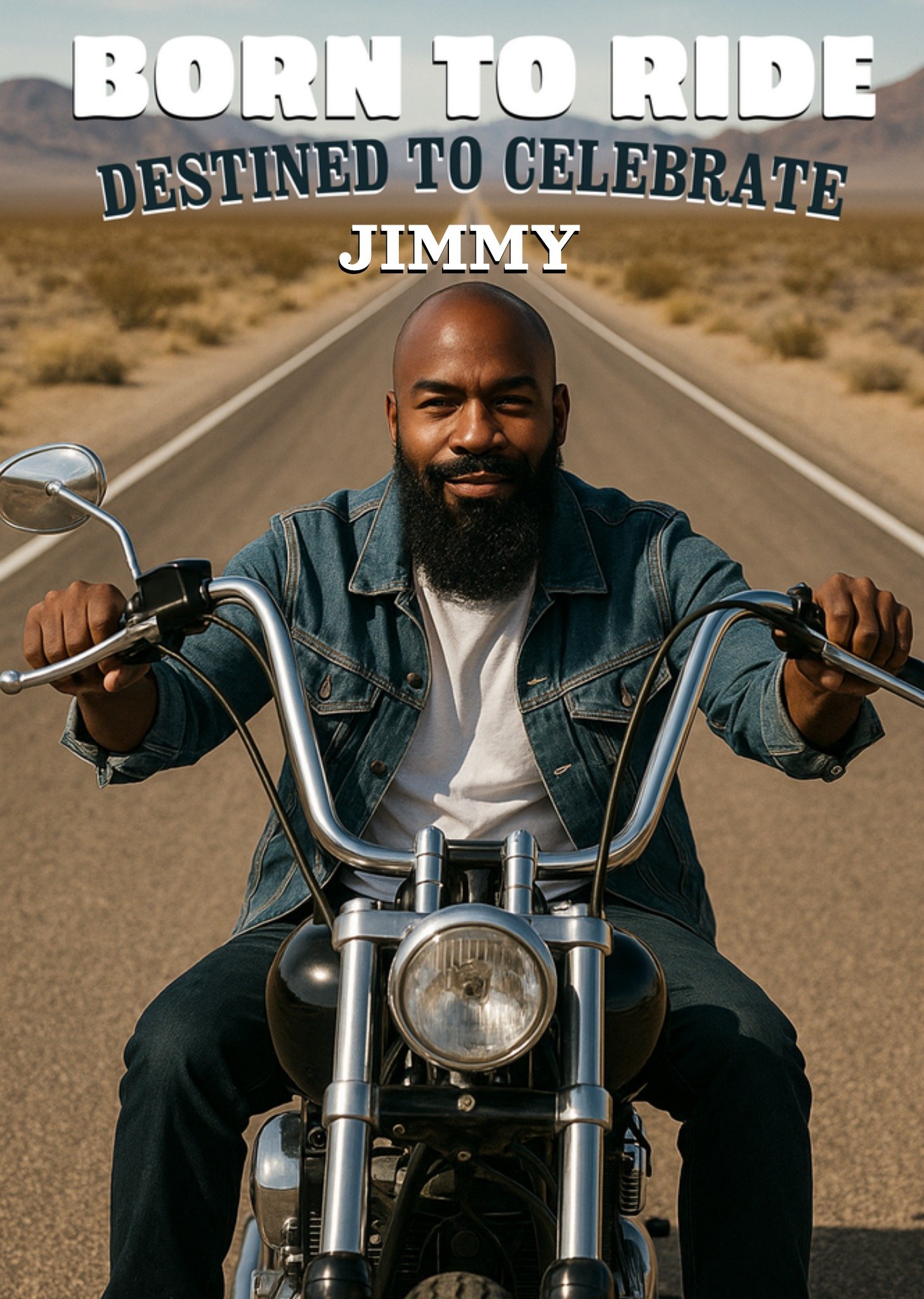 Verjaardagskaart Face Swap Born To Ride Greetz