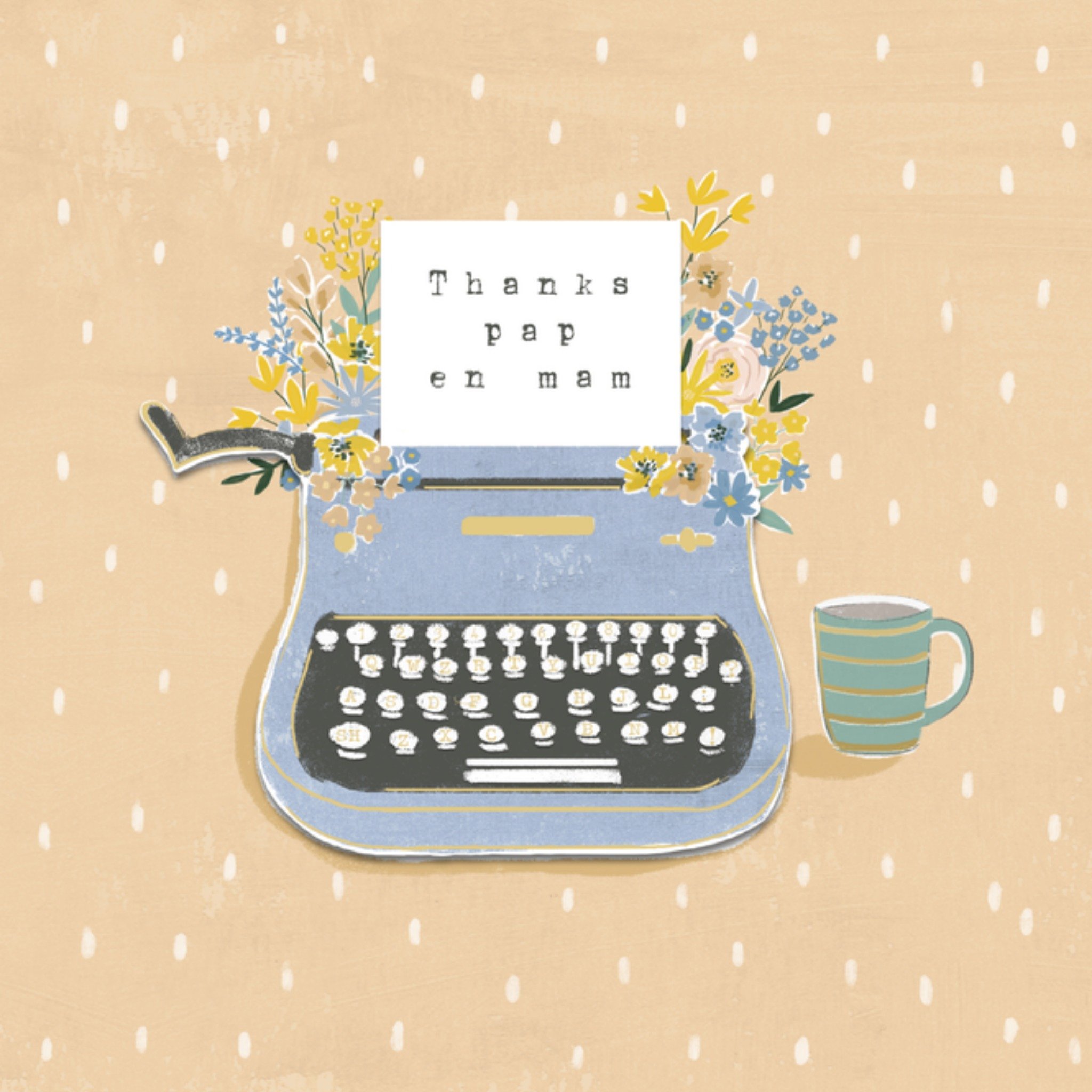 Bedankkaart schrijfmachine Vierkante Kaart UK Greetings