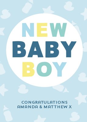 Baby Patroon Typografisch Geboorte Jongen Kaart