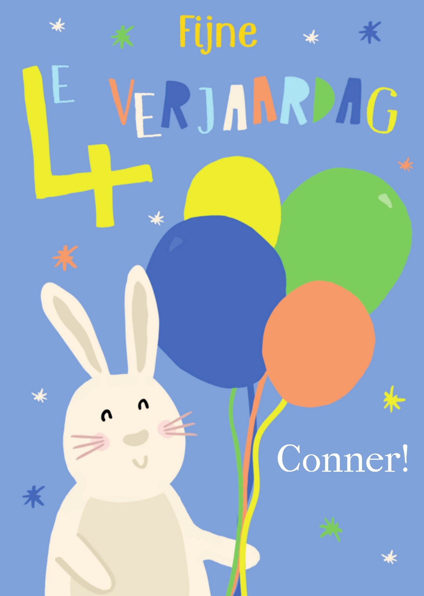 Verjaardagskaart Vrolijk Konijn Kaart Greetz