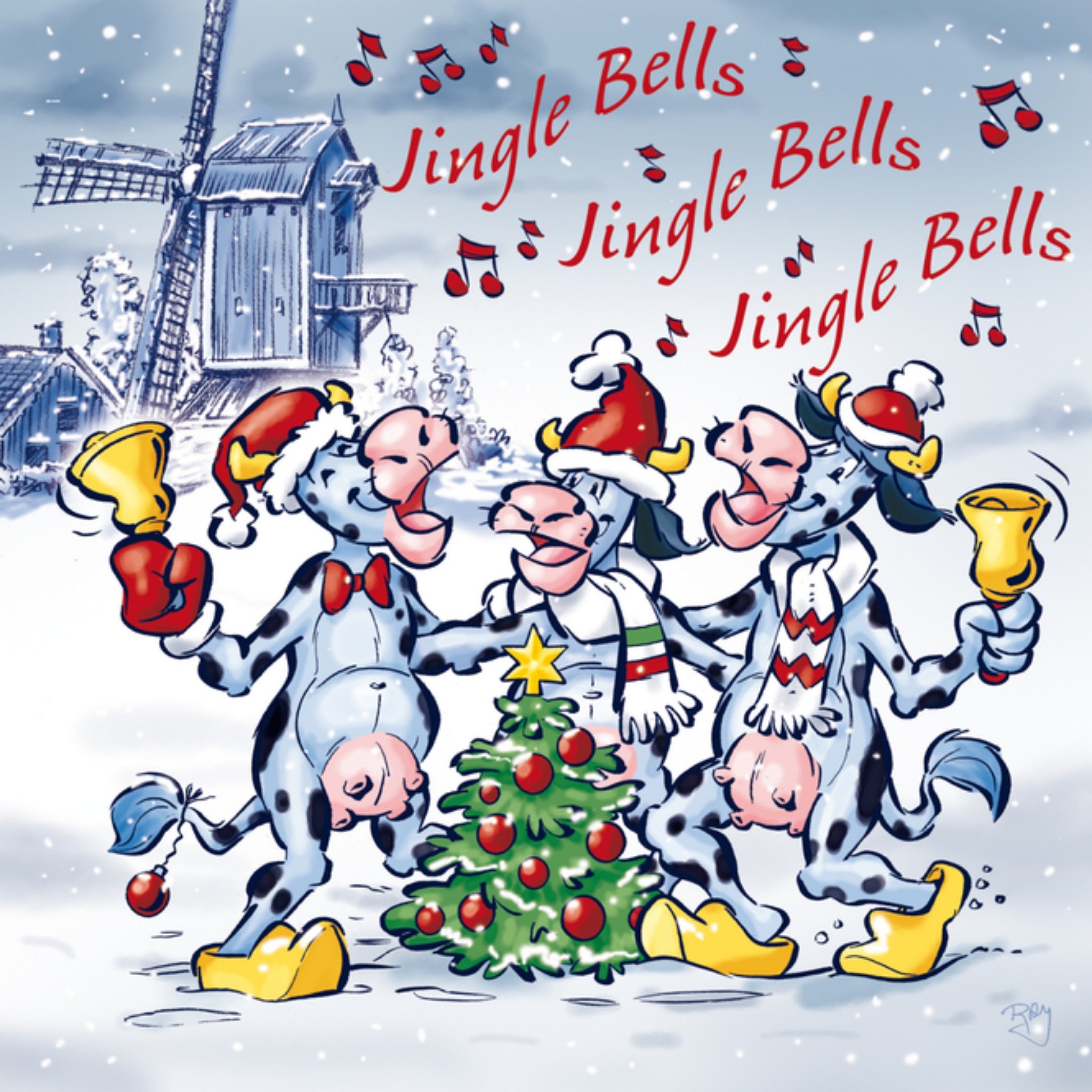 Kerstkaart koeien Old Dutch