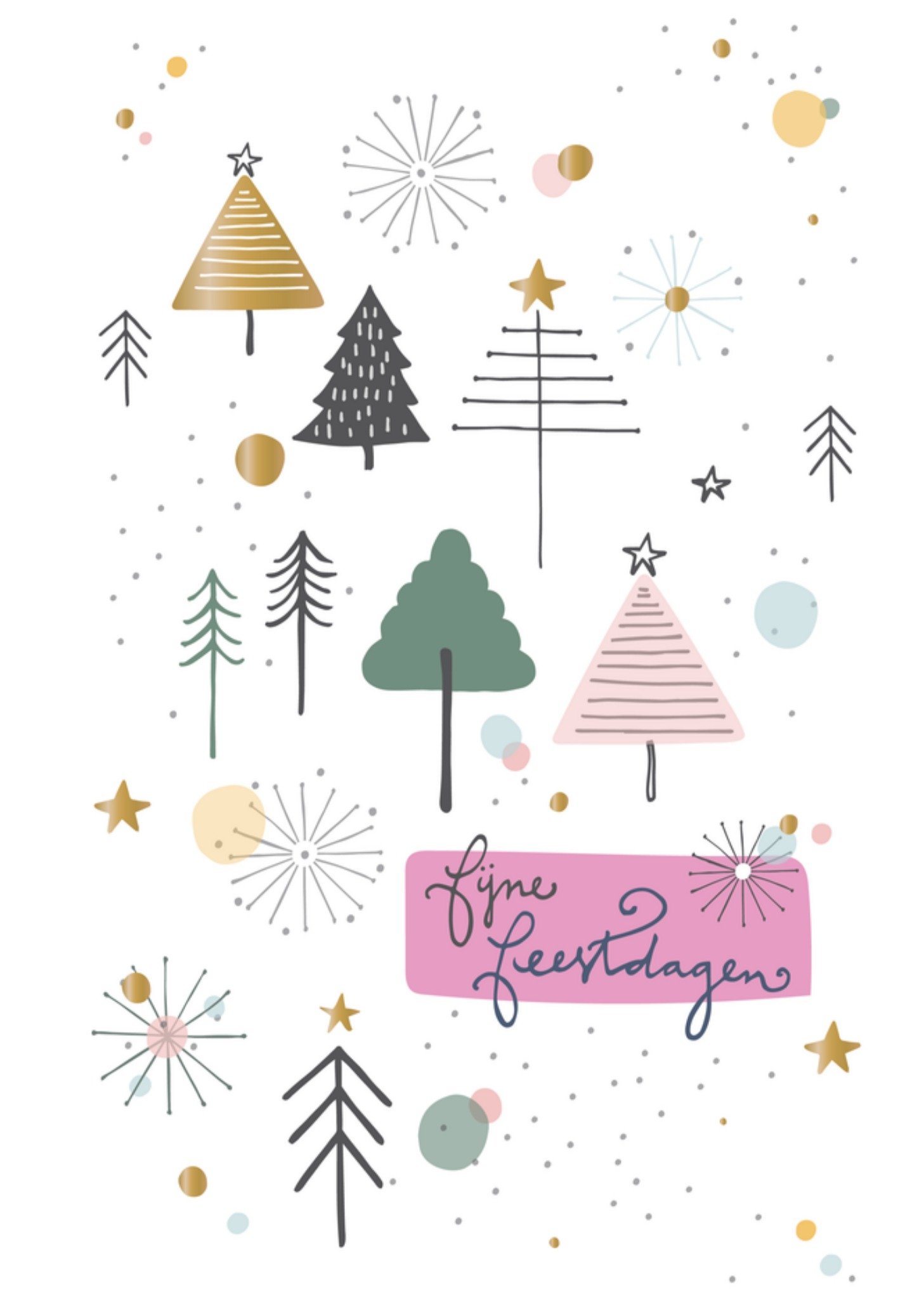 Kerstkaart Fijne Feestdagen Bomen Funny Side Up