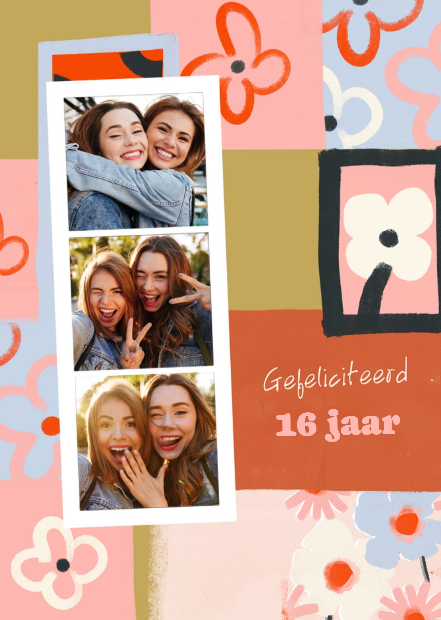 Greetz Verjaardagskaart Met fotos 16 jaar Standard Card