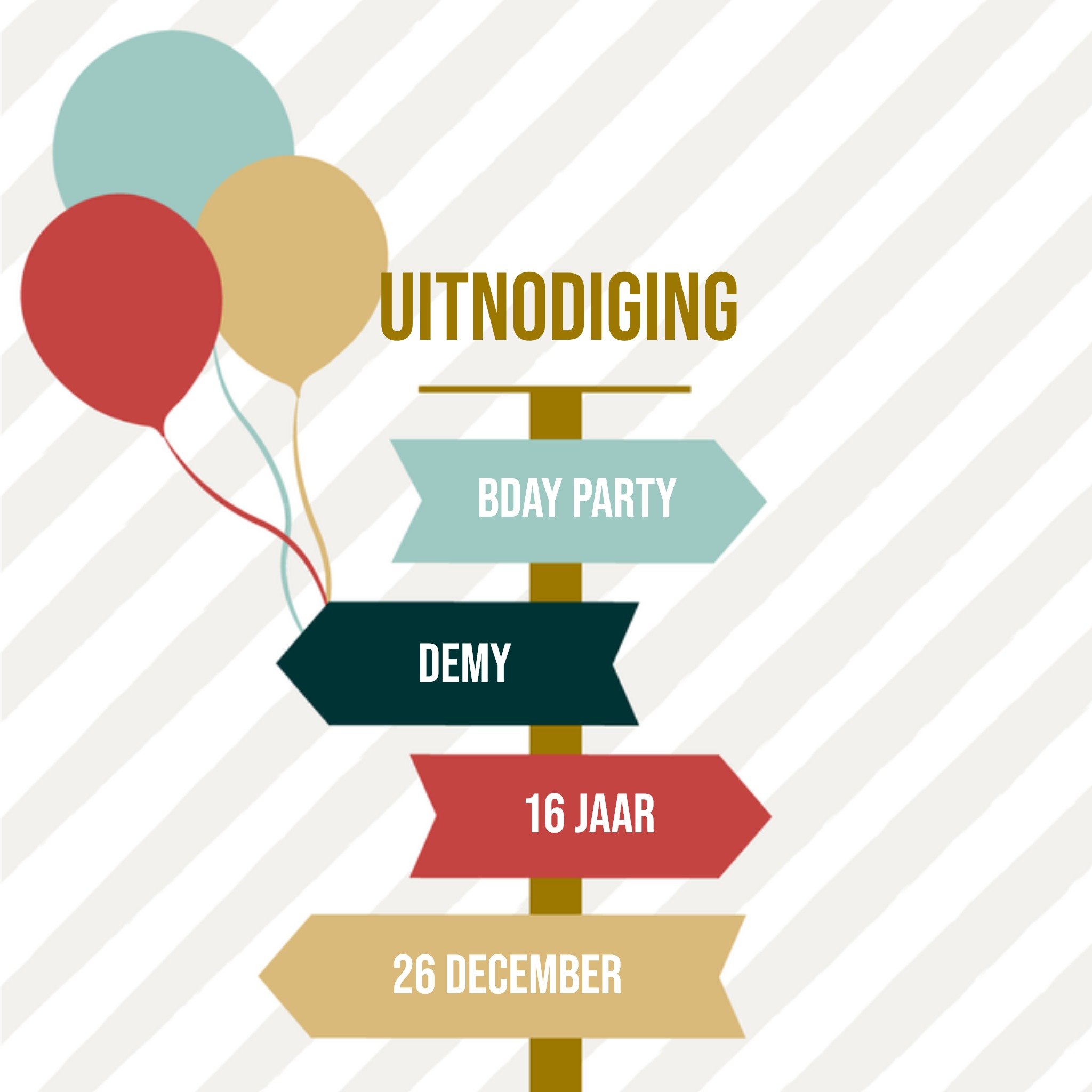 Greetz Uitnodiging verjaardag Bordjes Vierkant