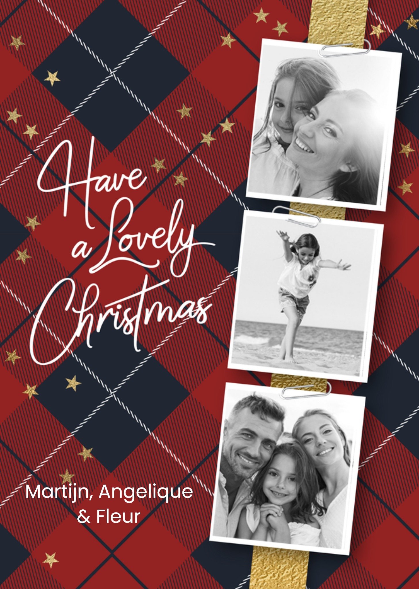 Kerstkaart foto en naam Luckz