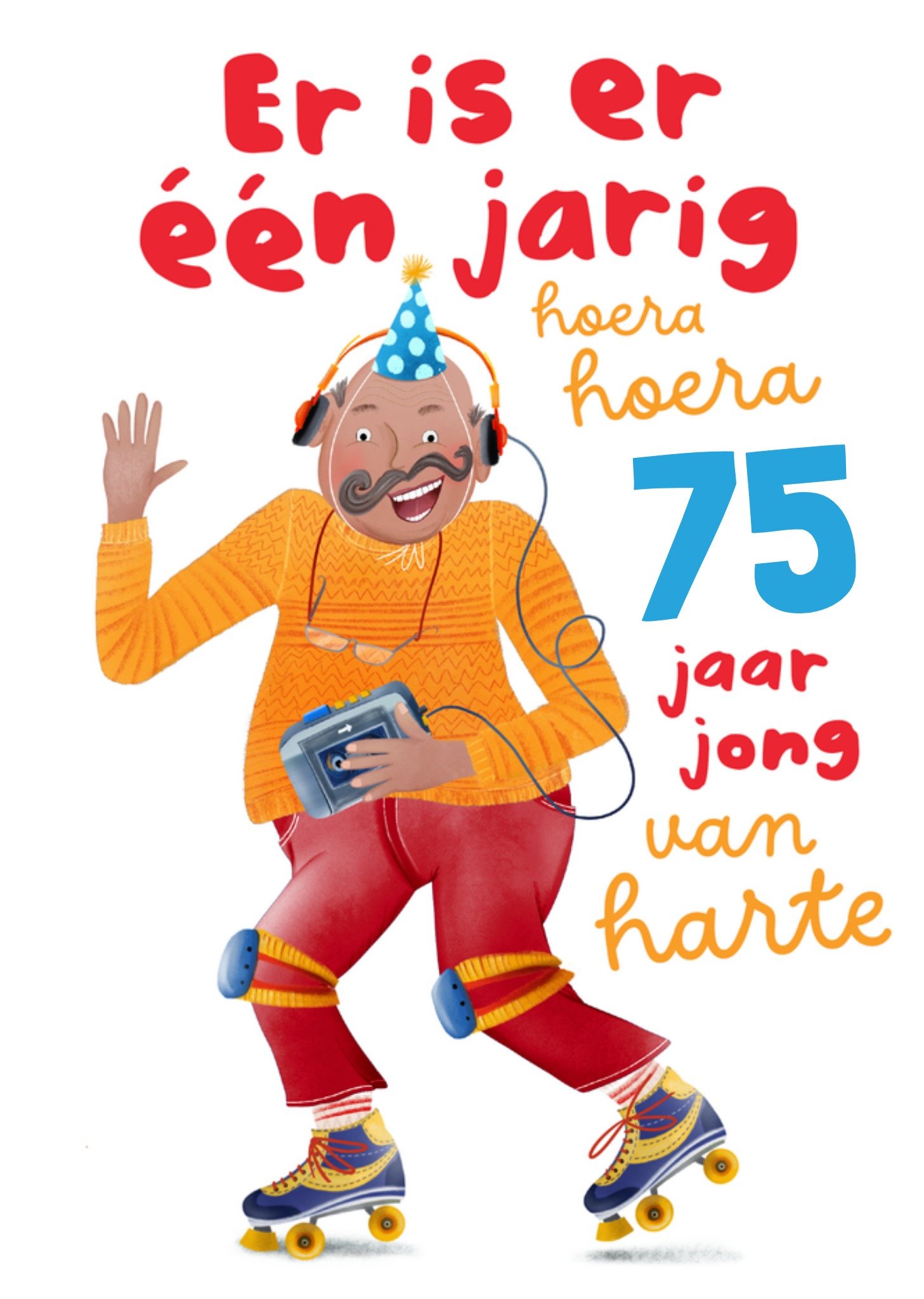Verjaardagskaart Er is er één jarig hoera hoera 75 jaar jong van harte Kaart Fishuals