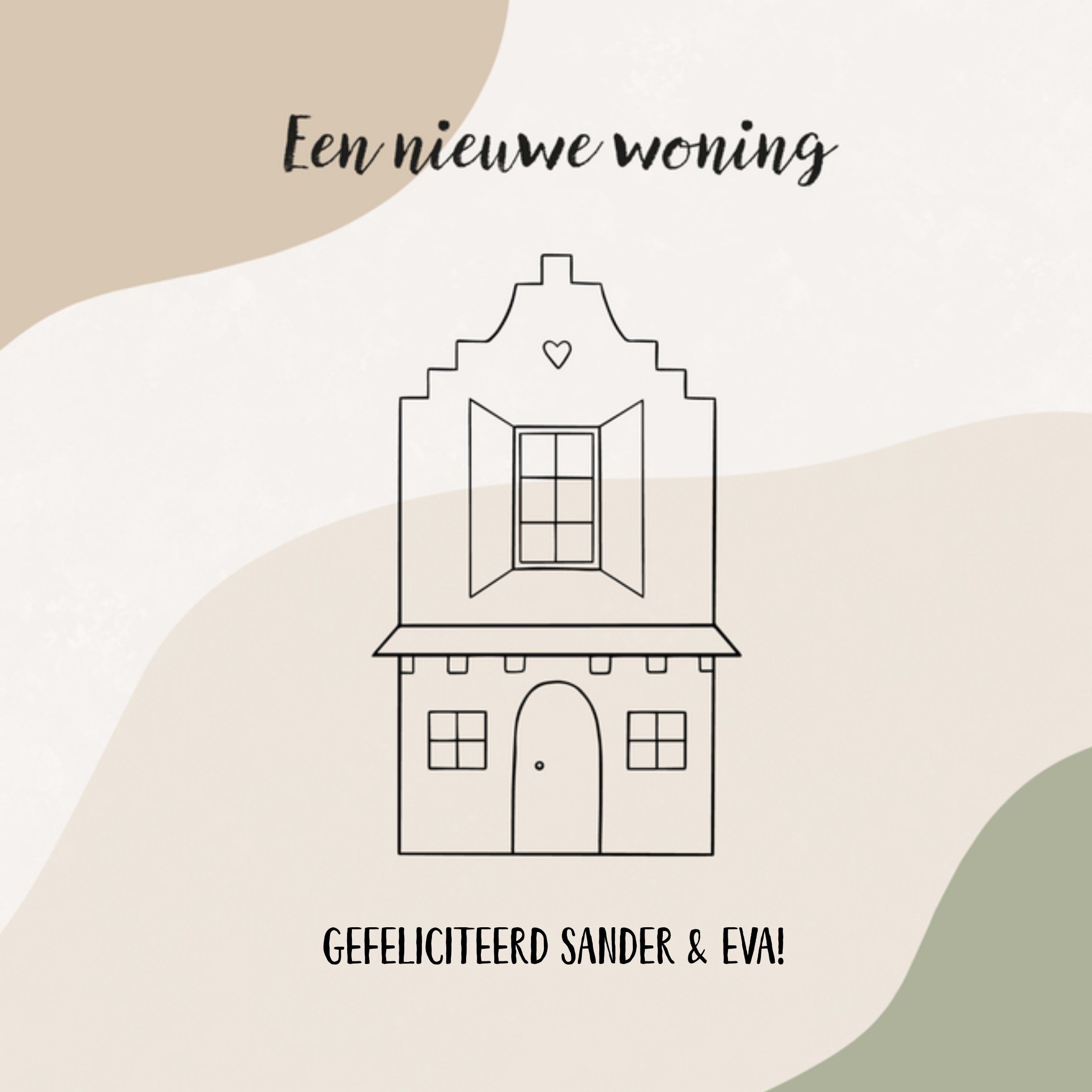 Greetz Nieuwe woning kaart met aanpasbare naam Vierkant