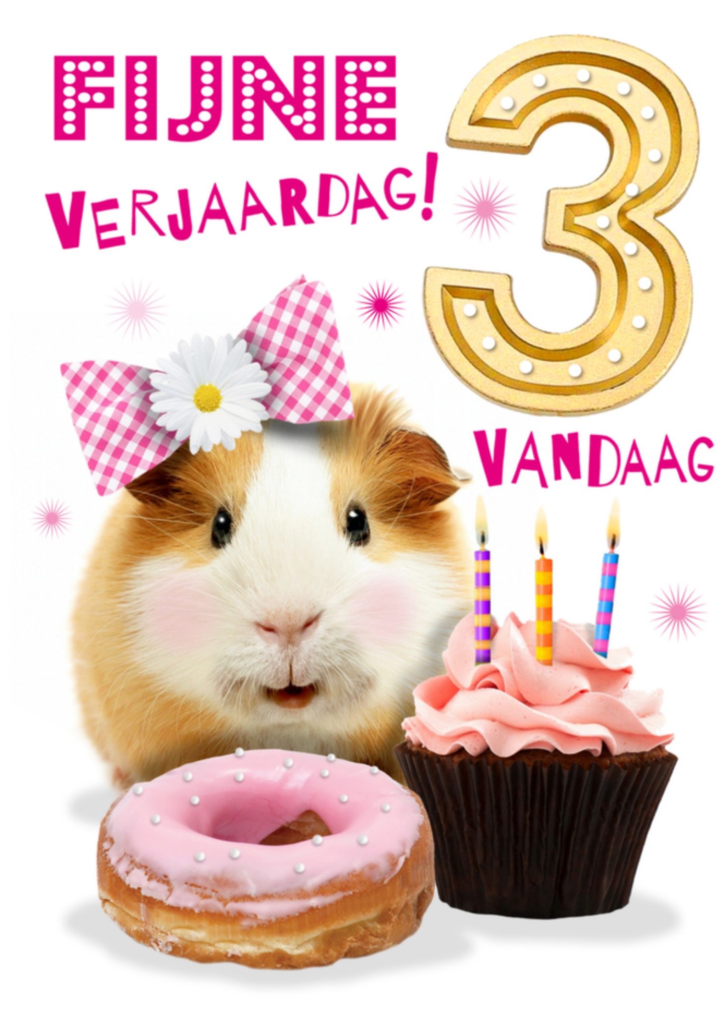 Verjaardagskaart cavia 3 jaar Kaart Emma Proctor