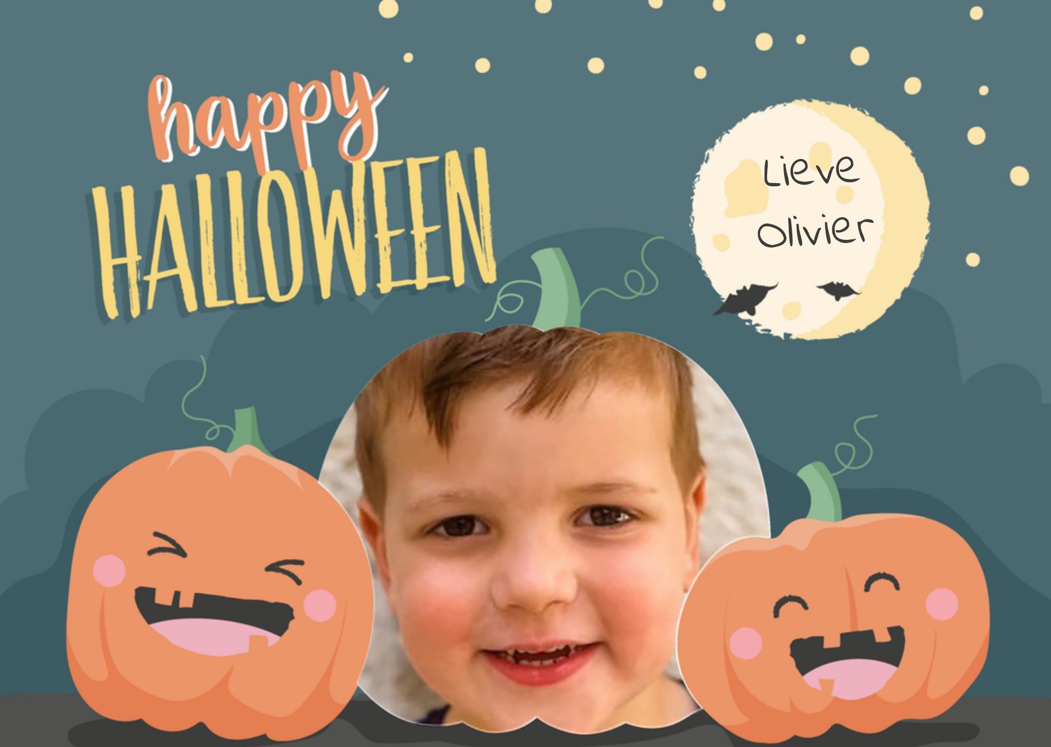 Halloweenkaart fotokaart naam Kaart Tante Kaartje