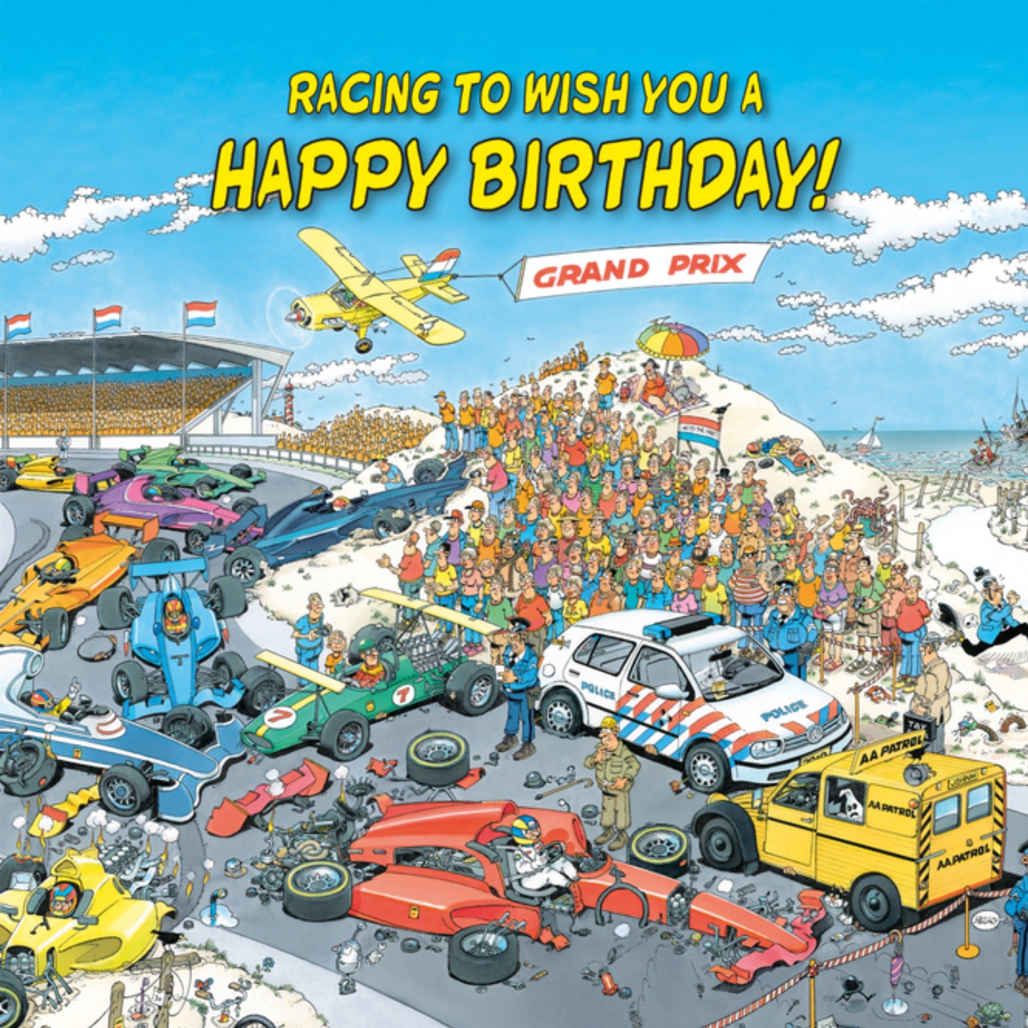 Verjaardagskaart Racing Vierkante Kaart Jan van Haasteren