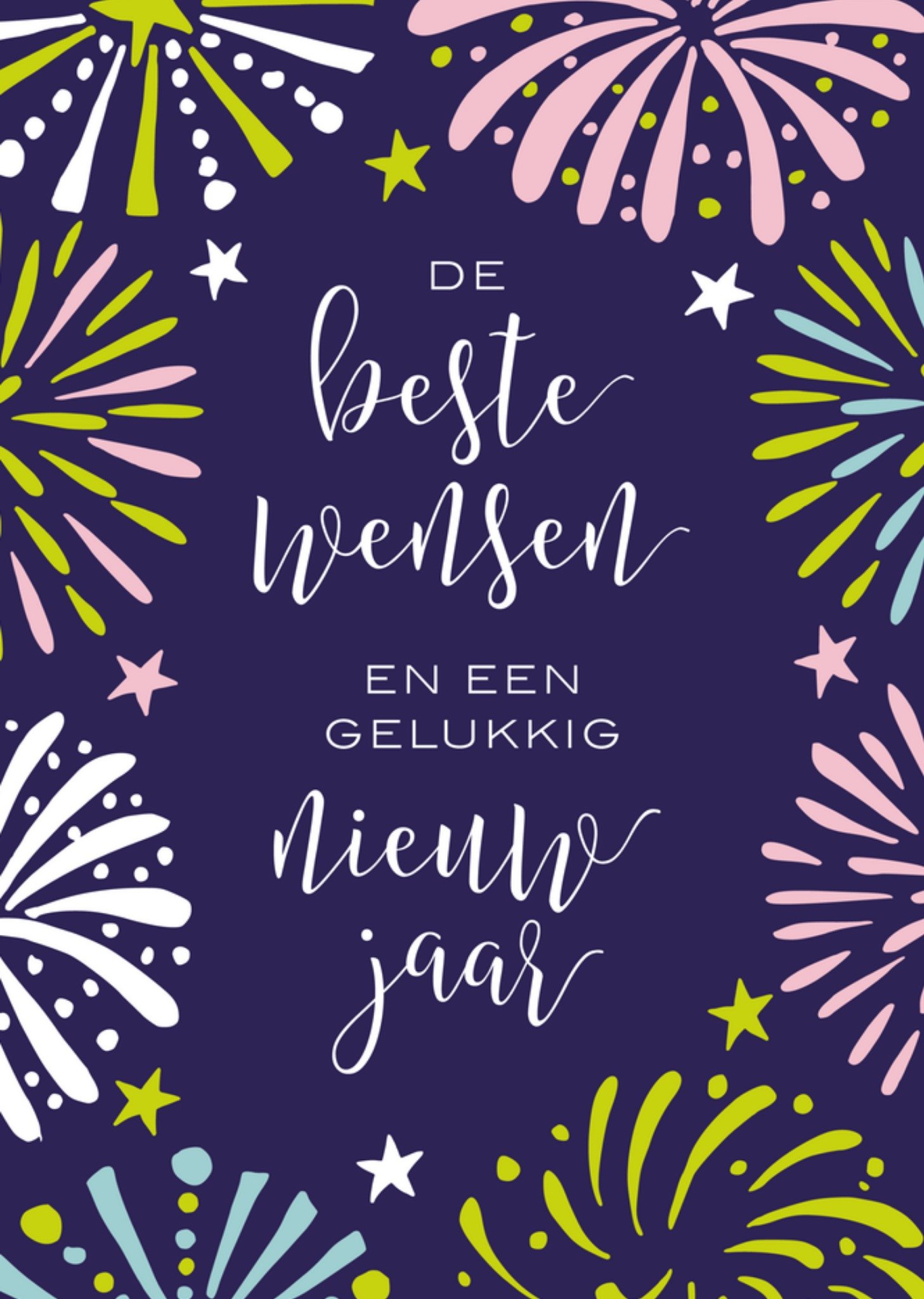 Nieuwjaar kaart Gelukkig Vuurwerk Kaart Paperclip