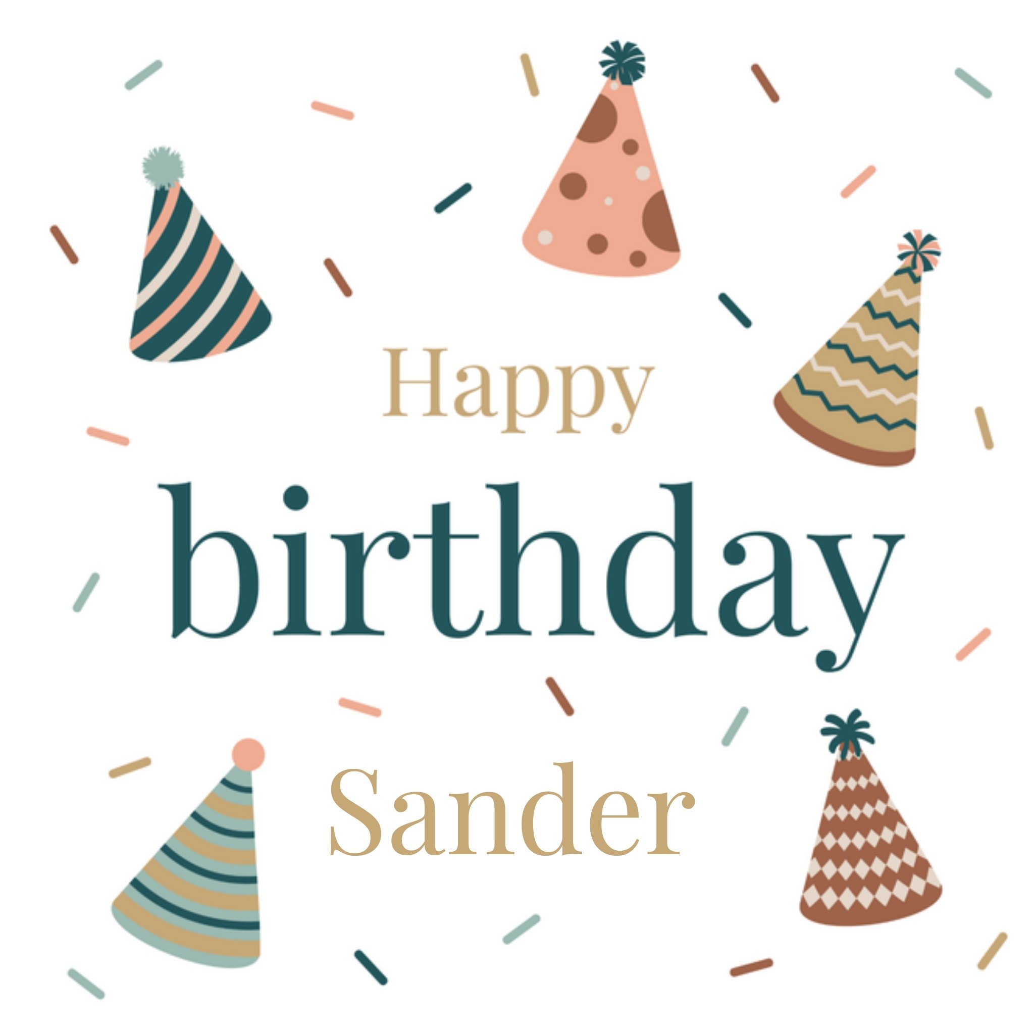Papercute Verjaardagskaart Feestmuts Aanpasbare naam Vierkant
