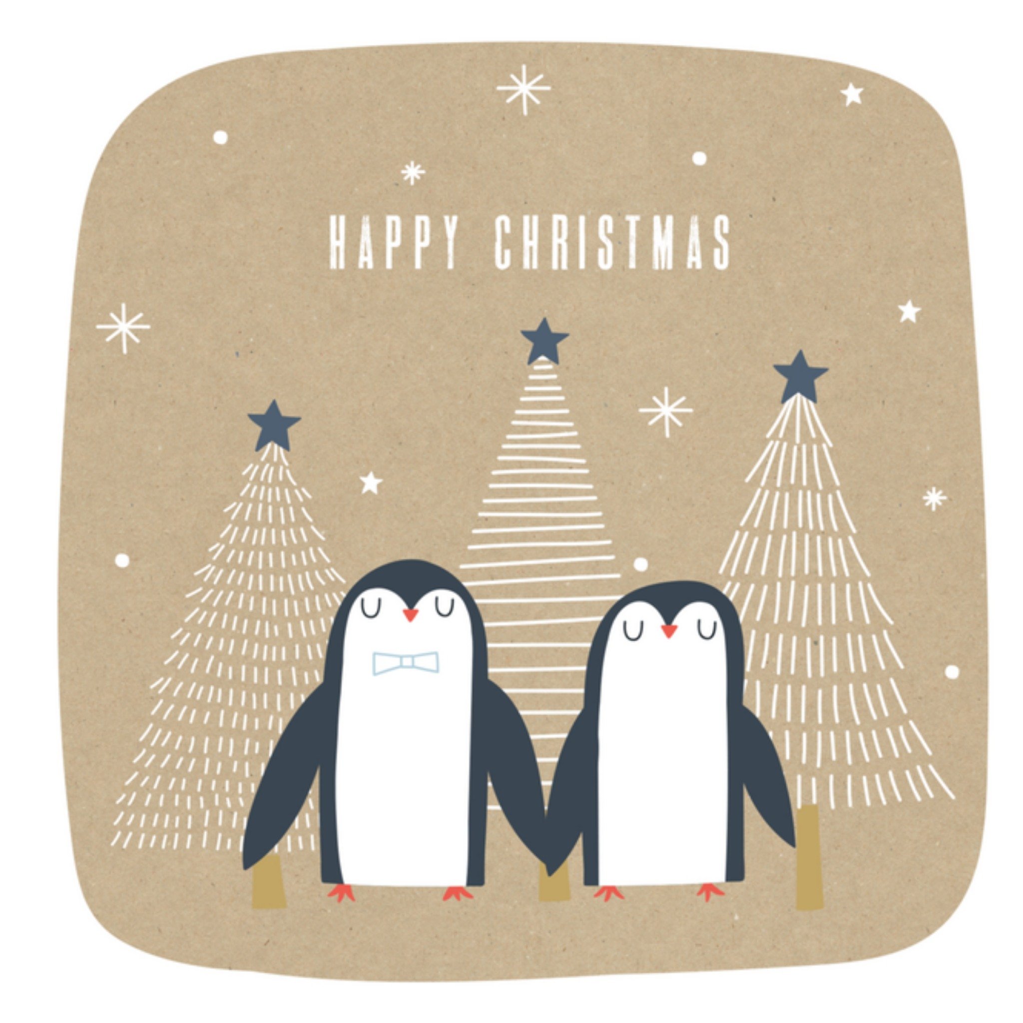 Greetz Kerstkaart pinguin Vierkant