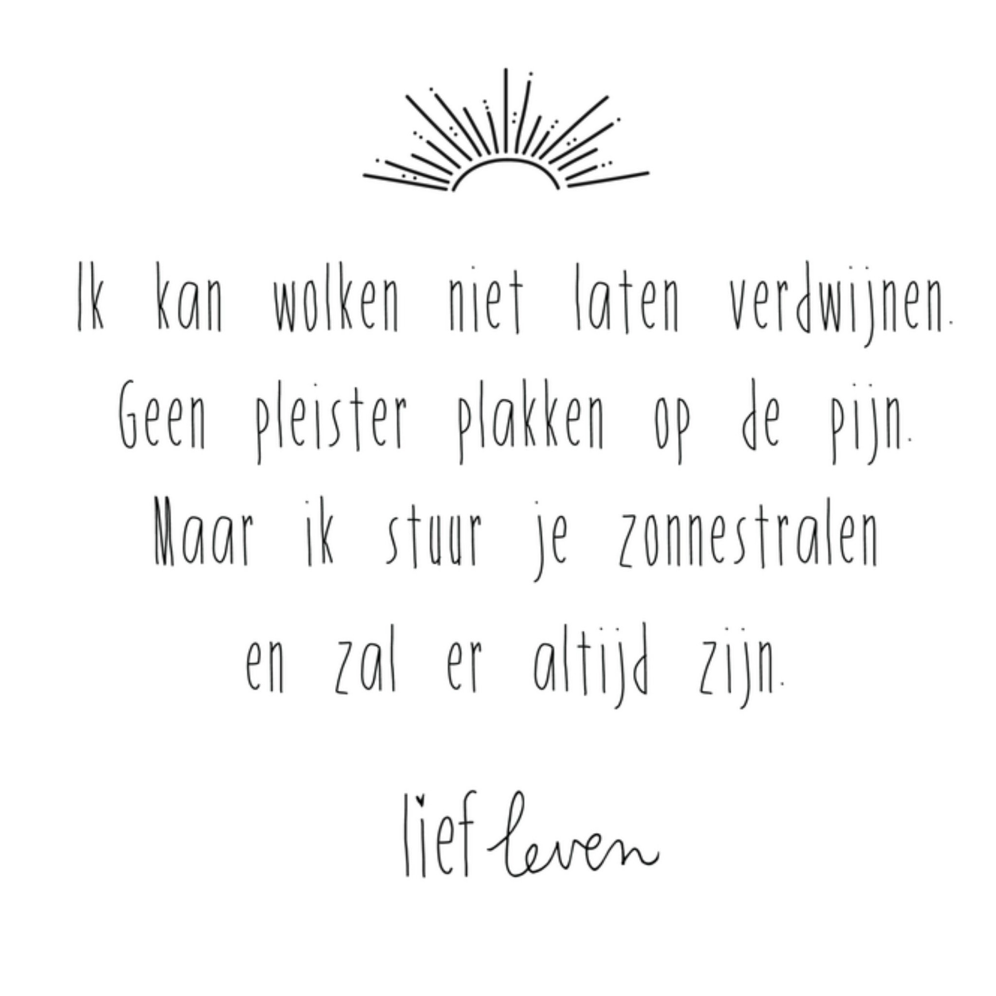 Denken aan kaart wolken tekst Vierkante Kaart Lief Leven