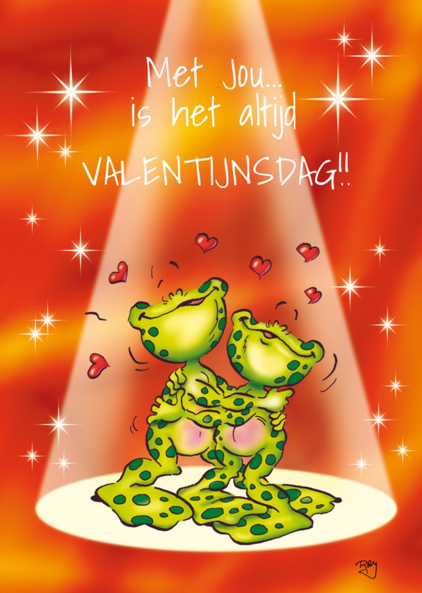 Valentijnskaart Met Jou Is Het Altijd Valentijsdag Geïllustreerde kikkers Kaart Doodles