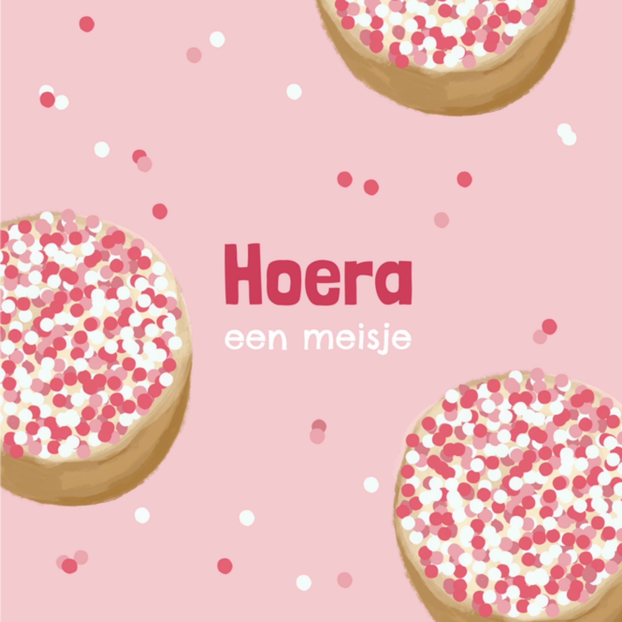 Greetz Geboortekaart Hoera een meisje Beschuit Vierkant