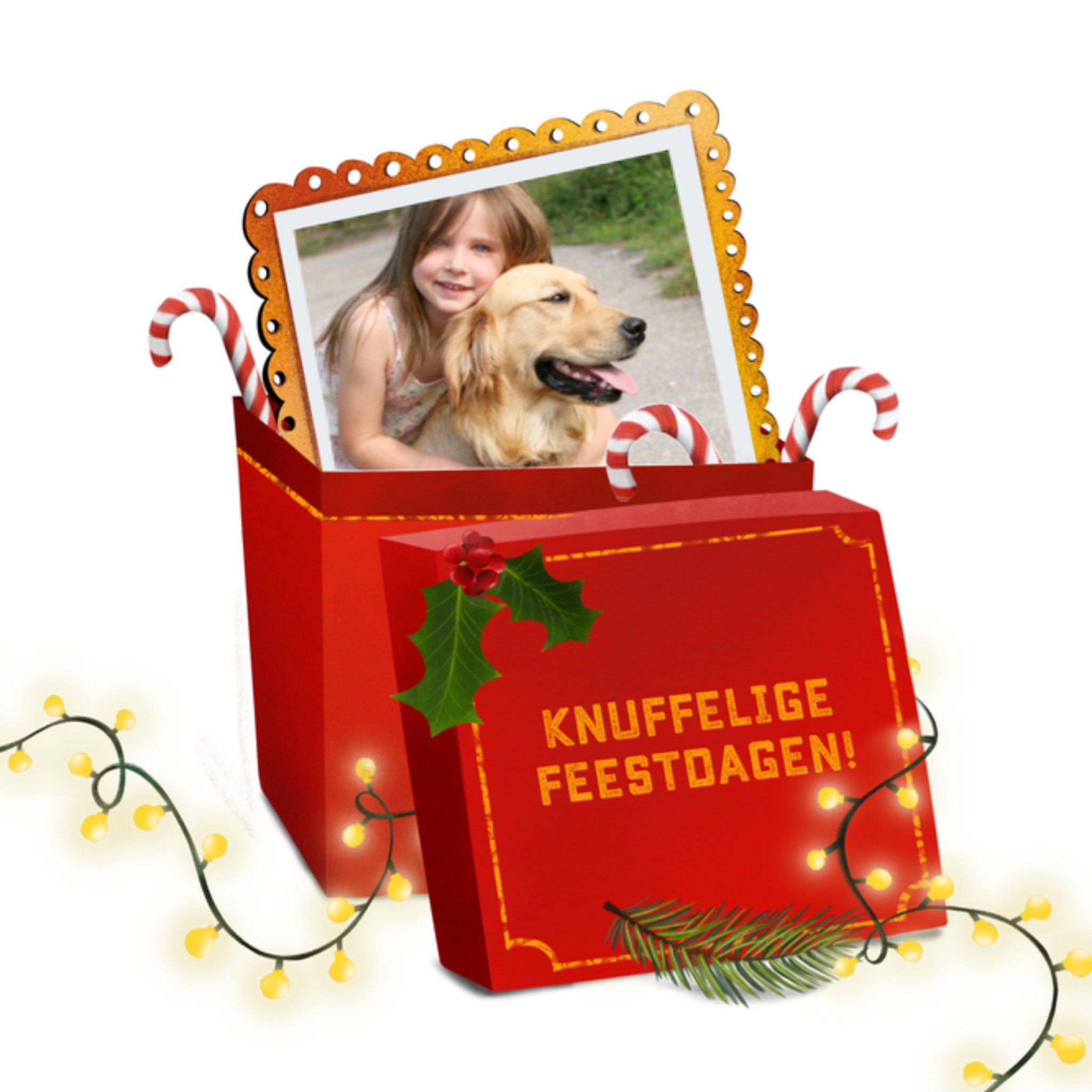 Greetz Kerstkaart cadeautje fotokaart Vierkant
