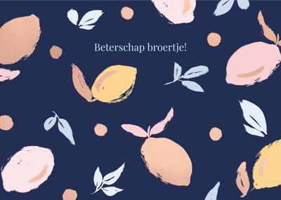 Geïllustreerd Citroenpatroon Broertje Beterschap Kaart