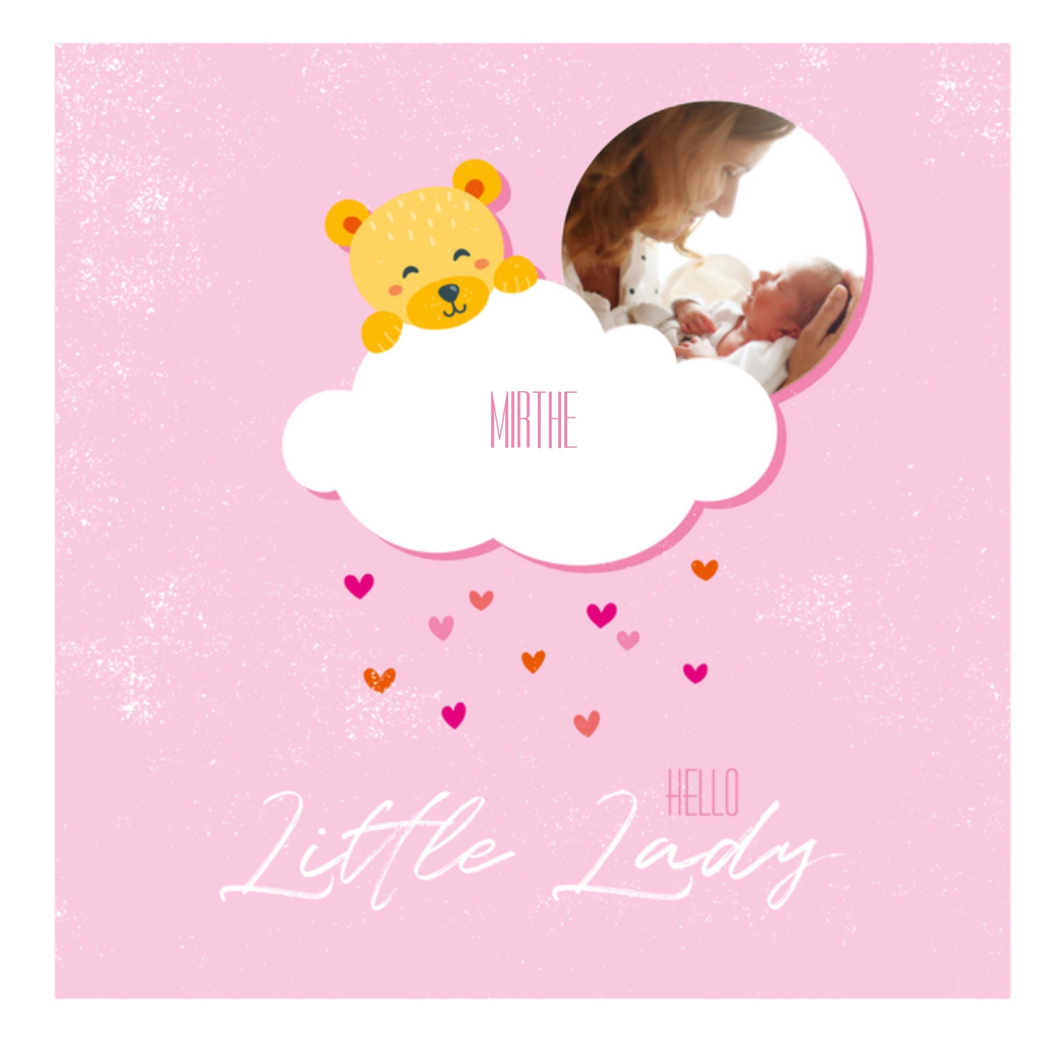 Geboortekaart met naam Vierkante Kaart Paperclip