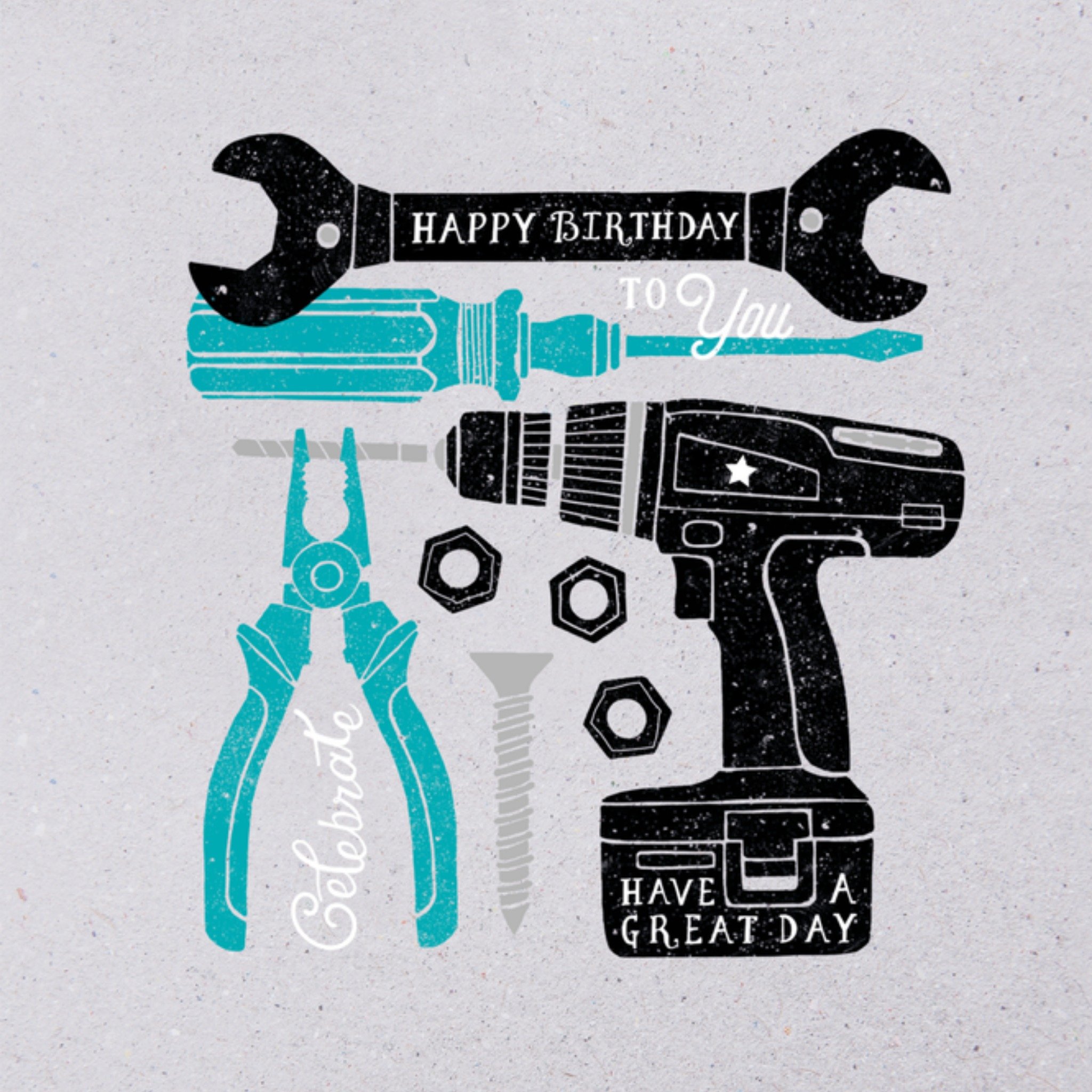 Verjaardagskaart met gereedschap Vierkante Kaart Hotchpotch