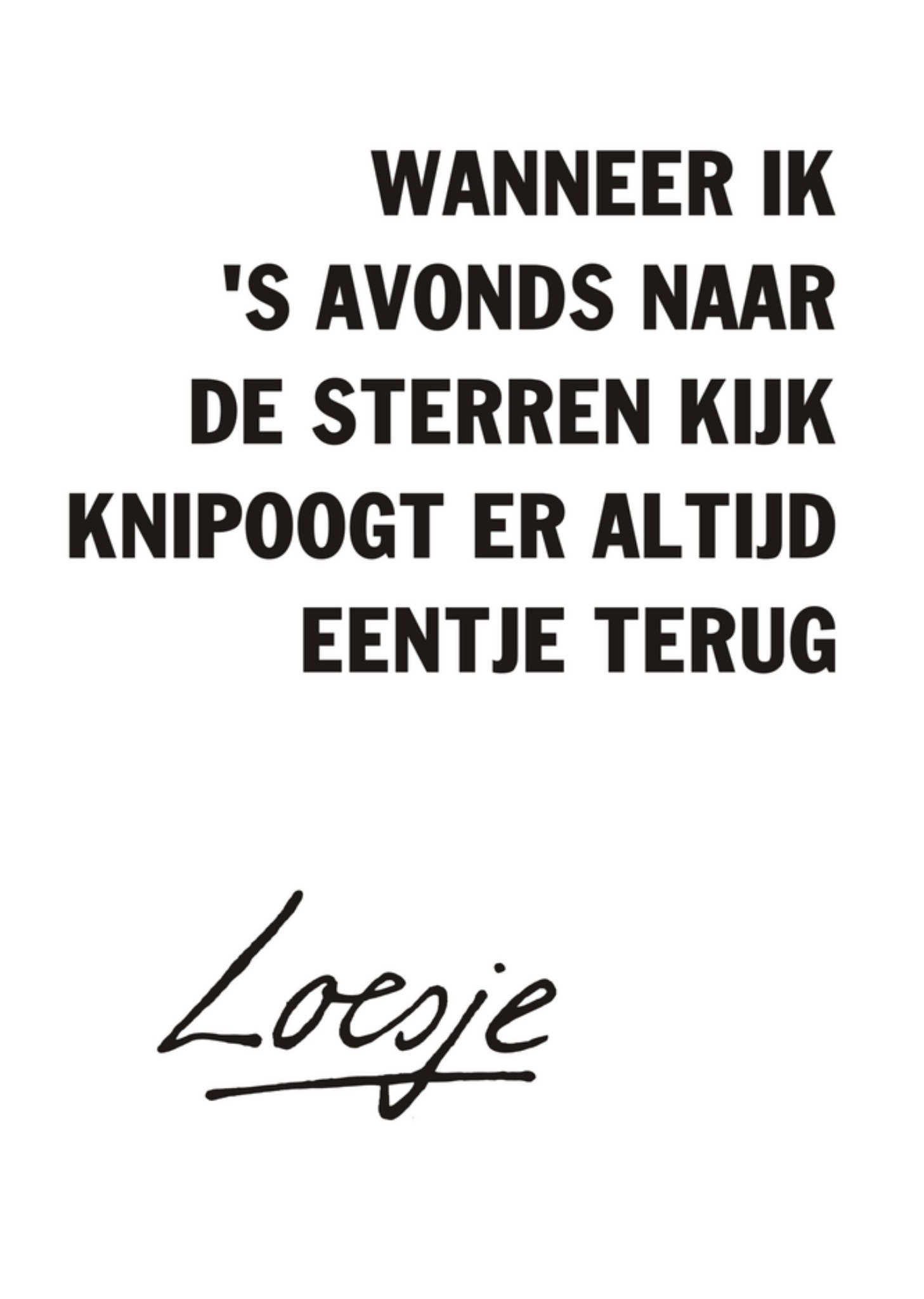 Loesje | Condoleancekaart | Wanneer ik 's avonds naar de sterren kijk... | Standard Card