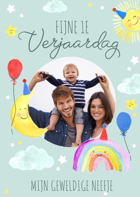 Schattig Geïllustreerd Foto Upload Neefje Verjaardag Kaart