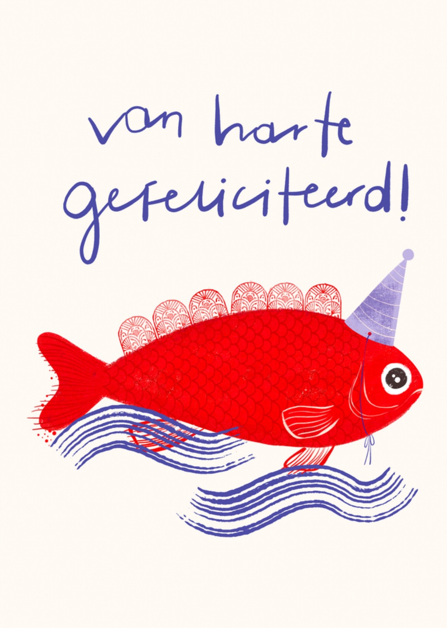Felicitatiekaart Van Harte Gefeliciteerd Party Fish Kaart Gozde