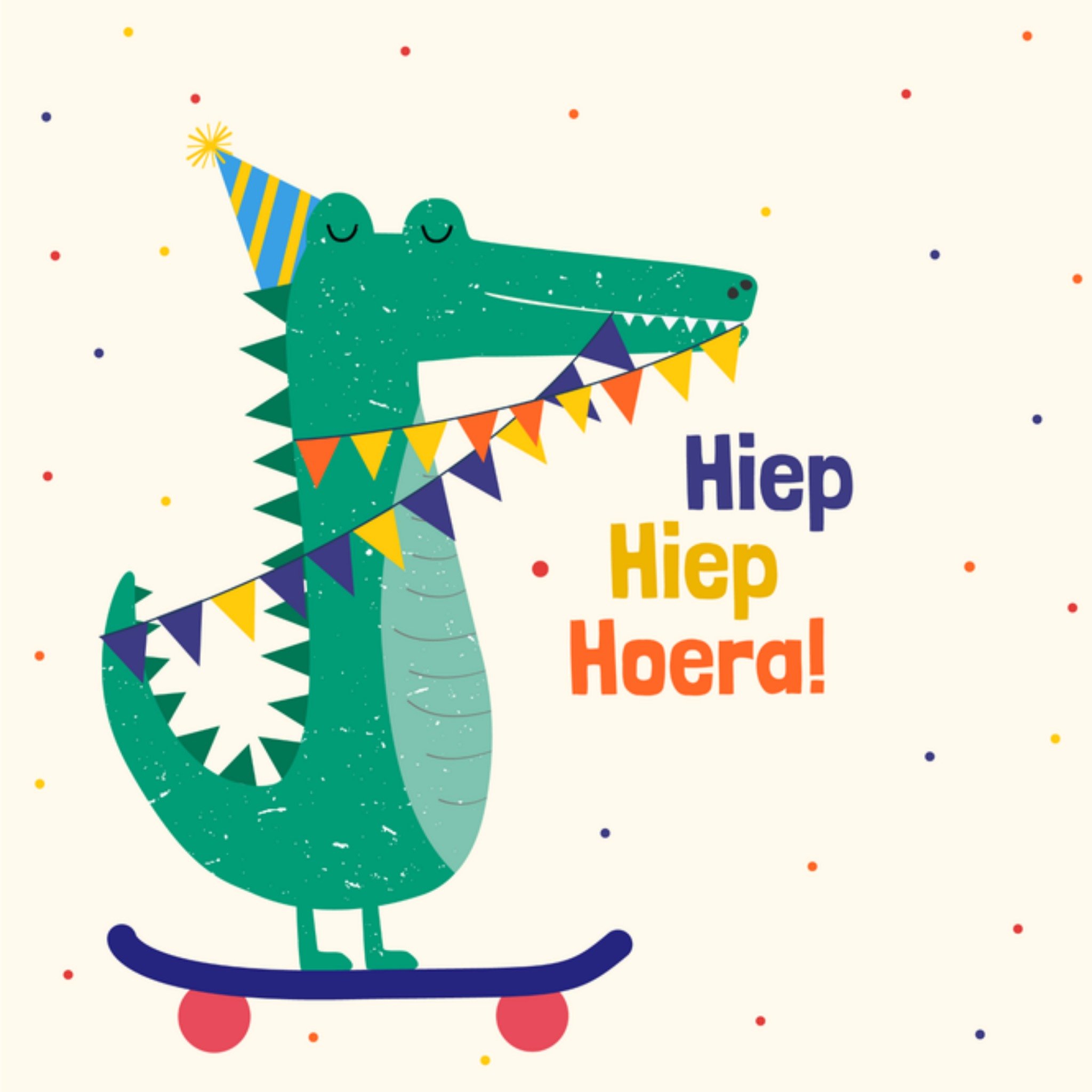 Greetz Verjaardagskaart Skaten Krokodil Vierkant