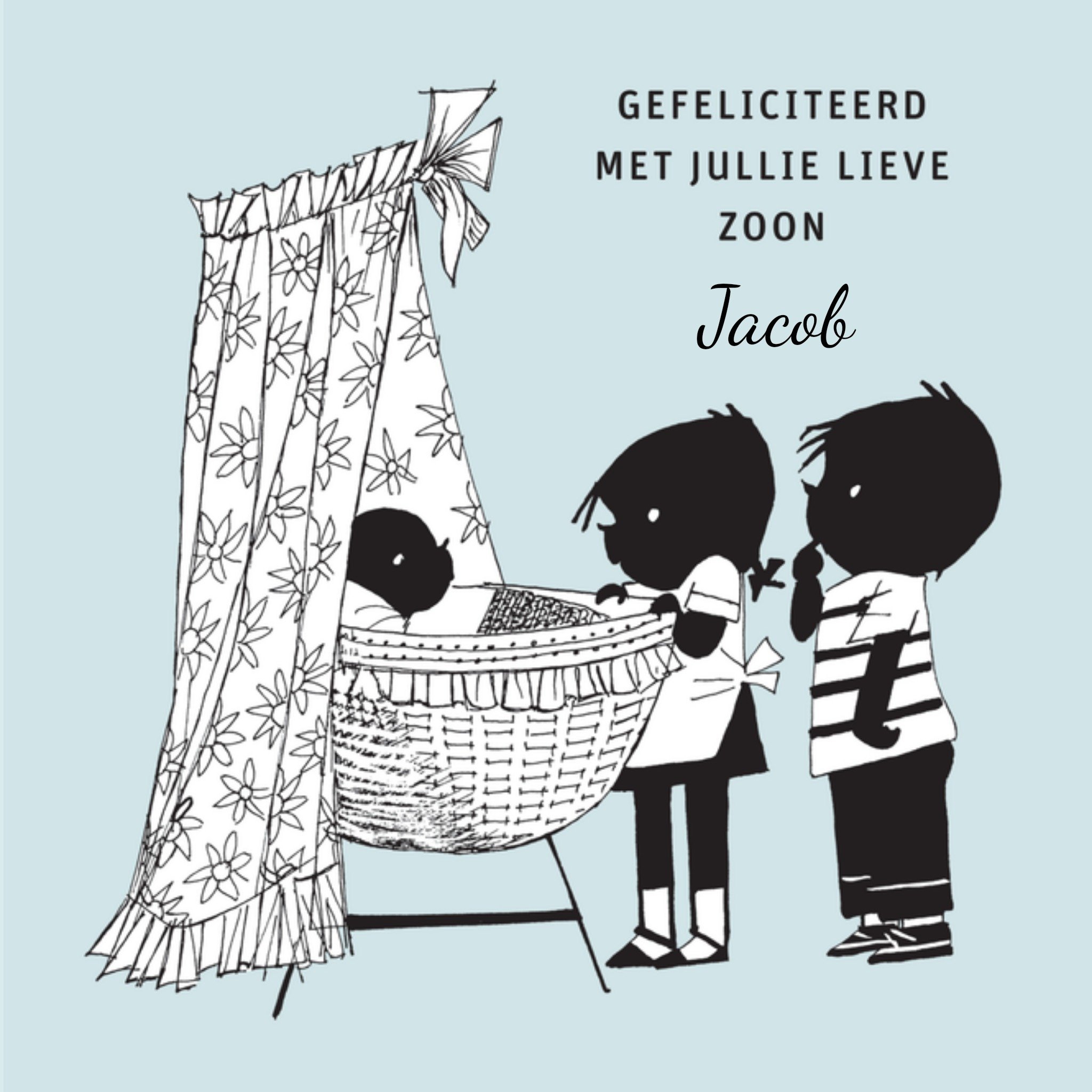 Geboortekaart Jip en Janneke Zoon Vierkante Kaart Fiep Westendorp