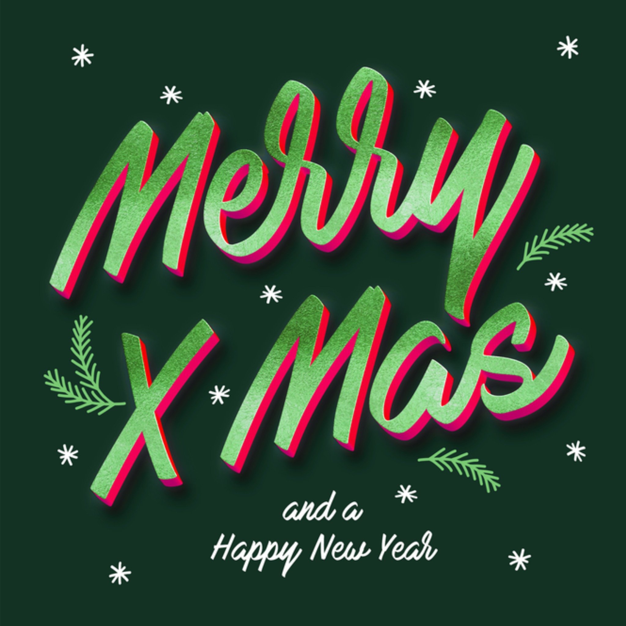 Luckz Kerst Groene kerstkaart Merry Christmas Vierkant