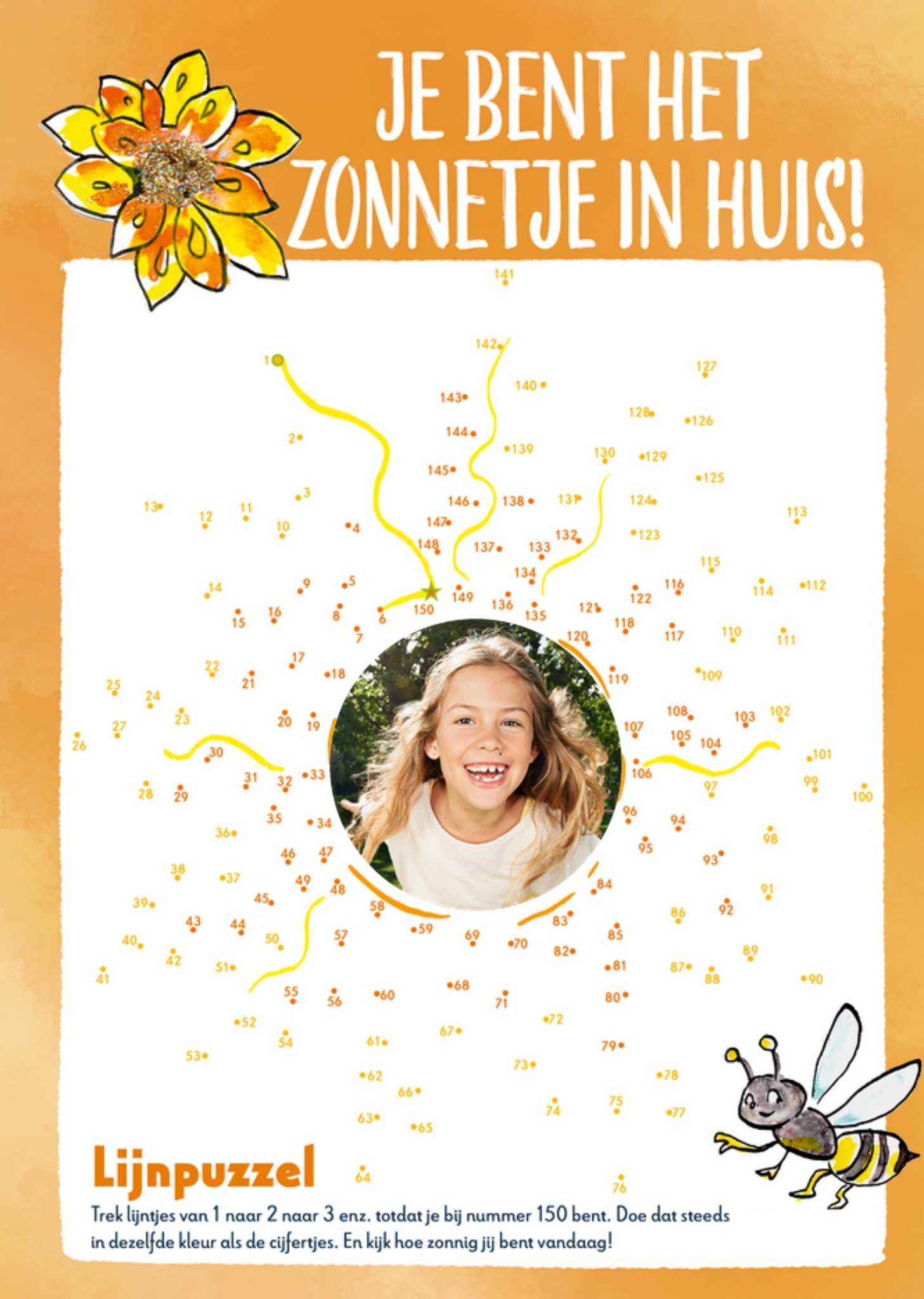 Verjaardagskaart Lijnpuzzel Met foto Kaart Jill