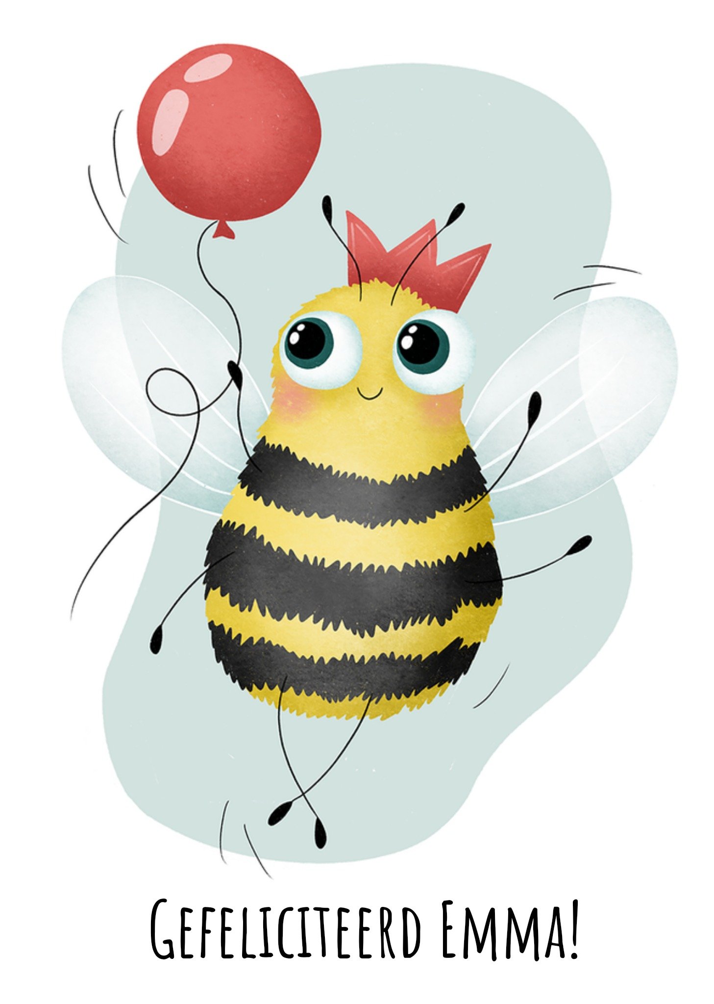 Studio Fred Verjaardagskaart Gefeliciteerd hommel Aanpasbare tekst Kaart Studio Fred Illustraties