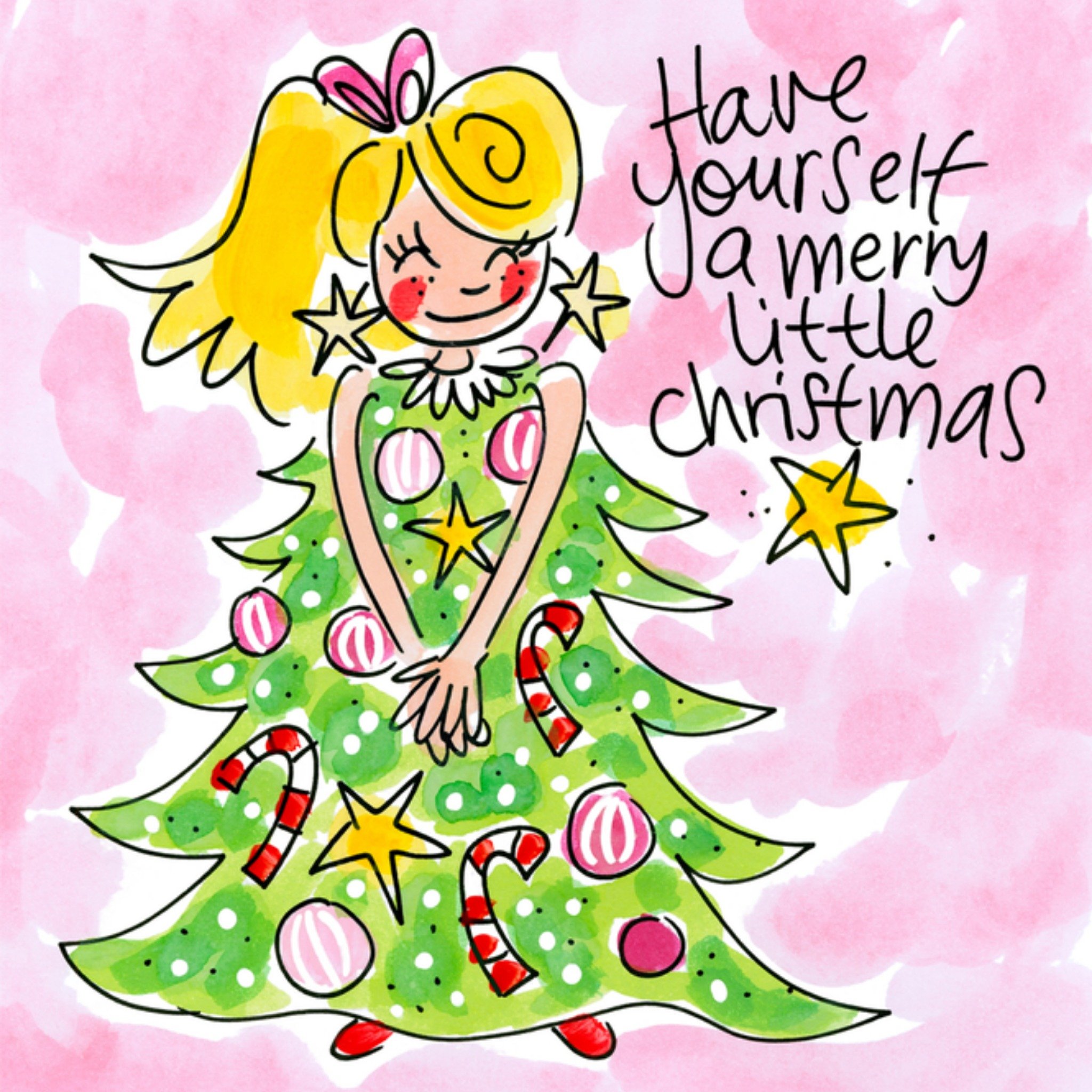 Blond Amsterdam Kerstkaart kerstjurk boom Vierkant