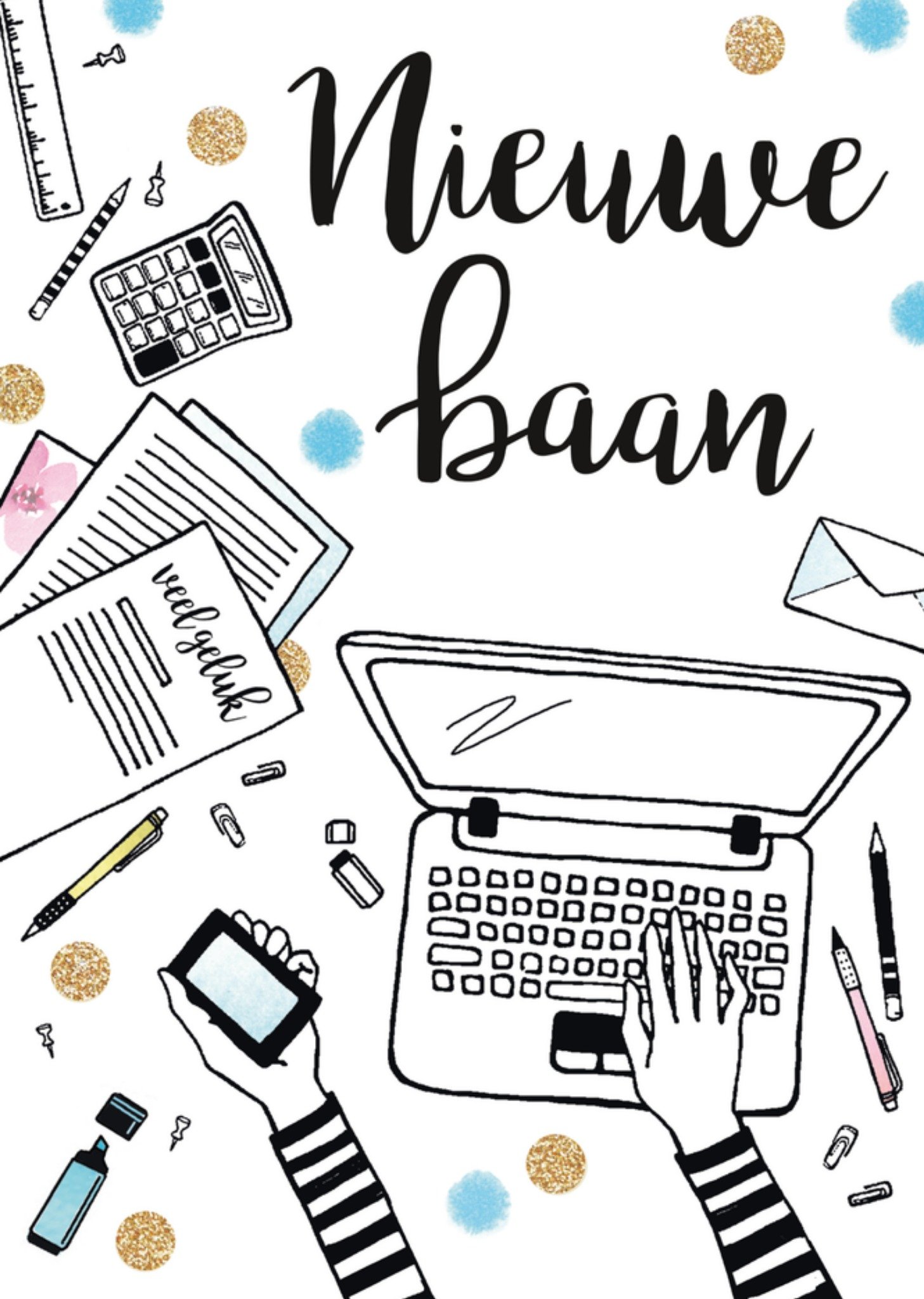 Nieuwe baan laptop Kaart Paperclip