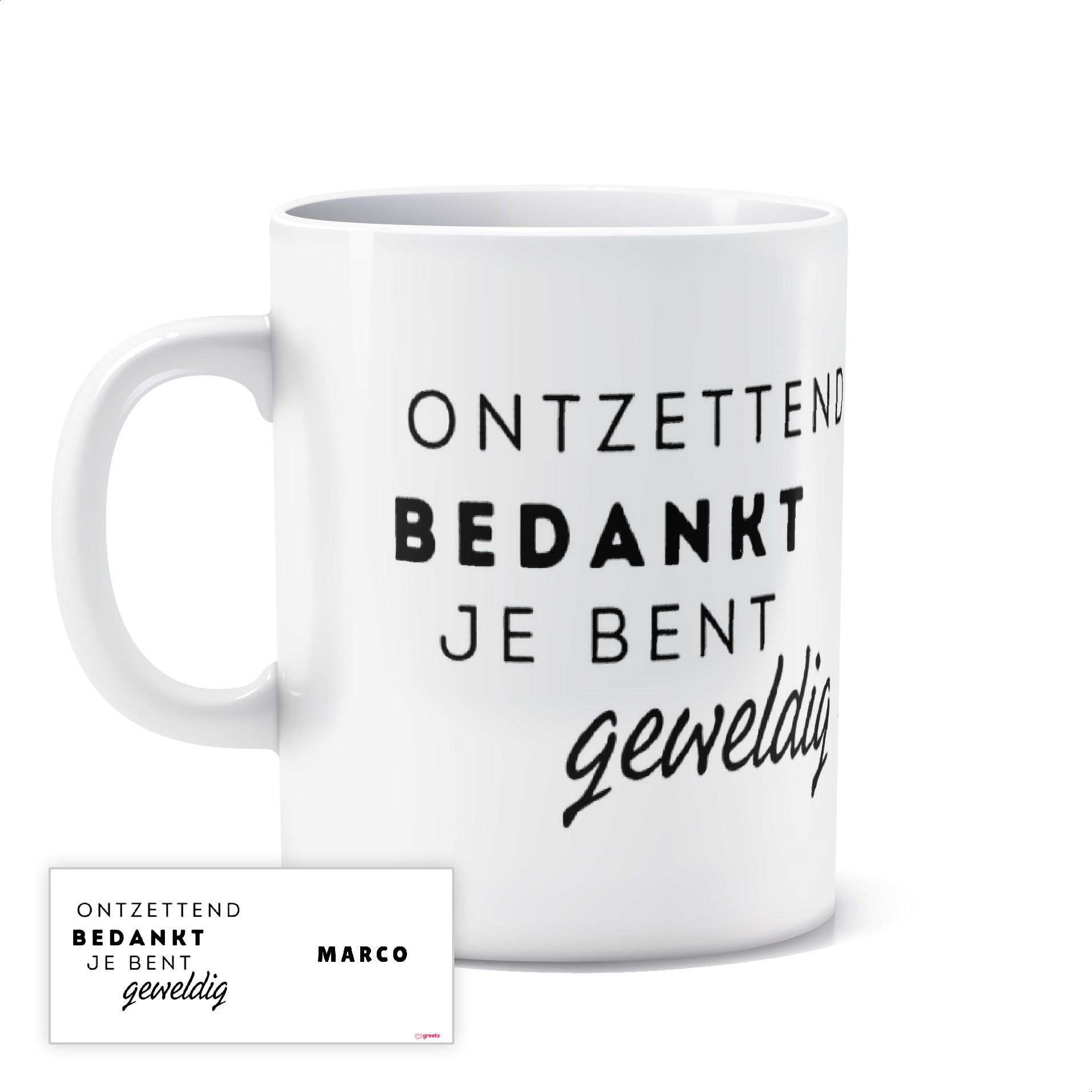 Greetz | Mok | Bedankt | met eigen naam | Ceramic Mug