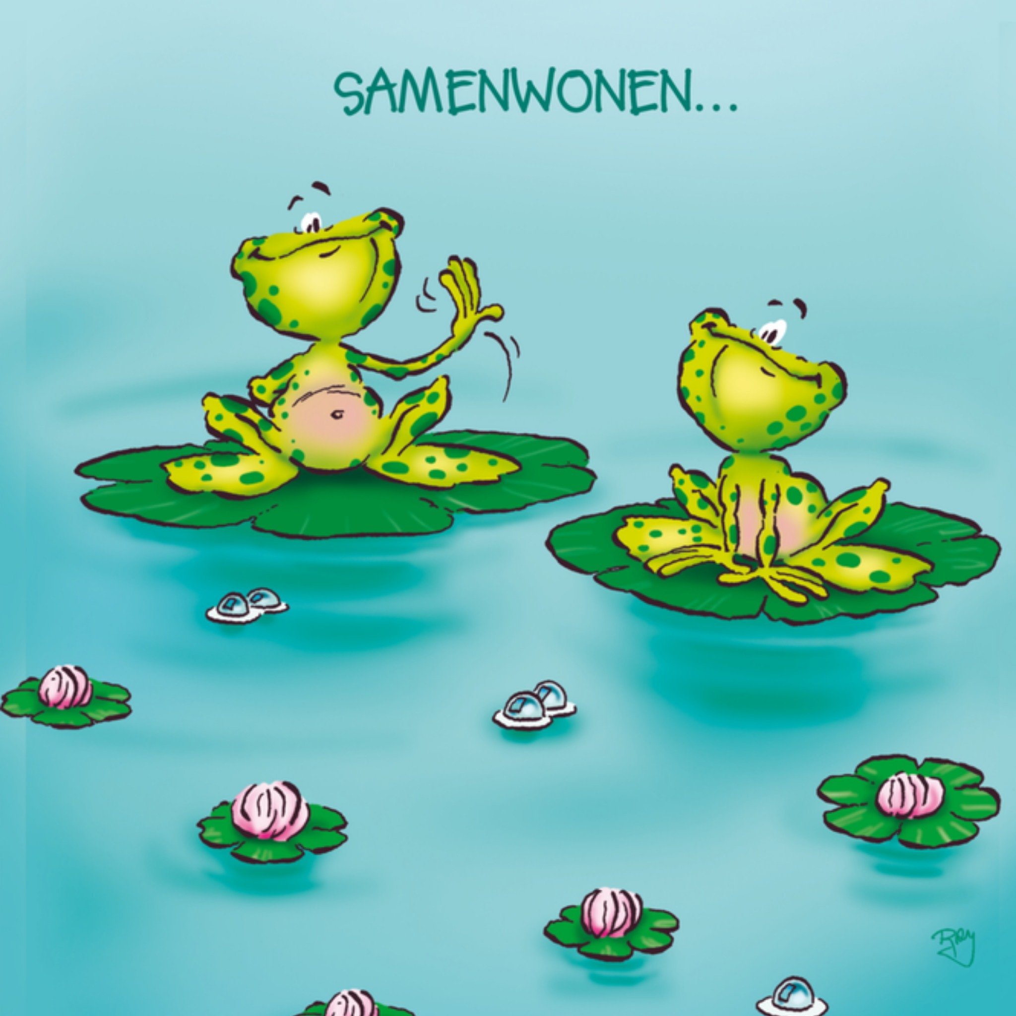 Nieuwe woning samenwonen kikkers Vierkante Kaart Doodles