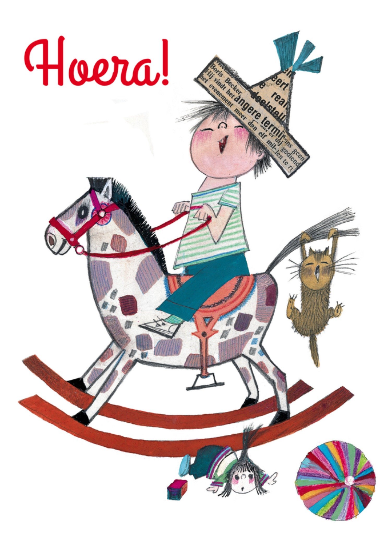 Verjaardagskaart Op het schommelpaard Kaart Fiep Westendorp