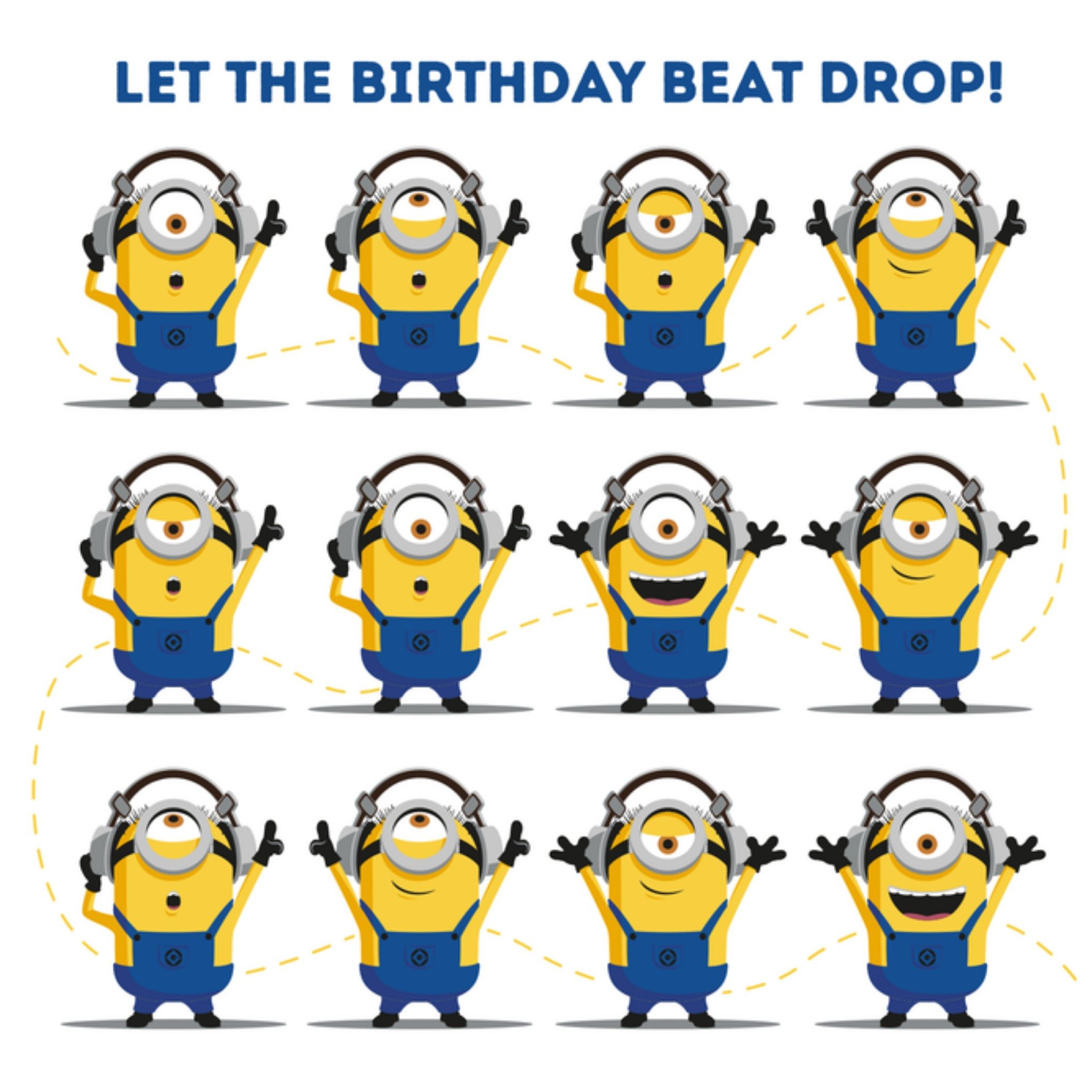 Minions Verjaardagskaart Birthday beat Vierkante Kaart Despicable Me