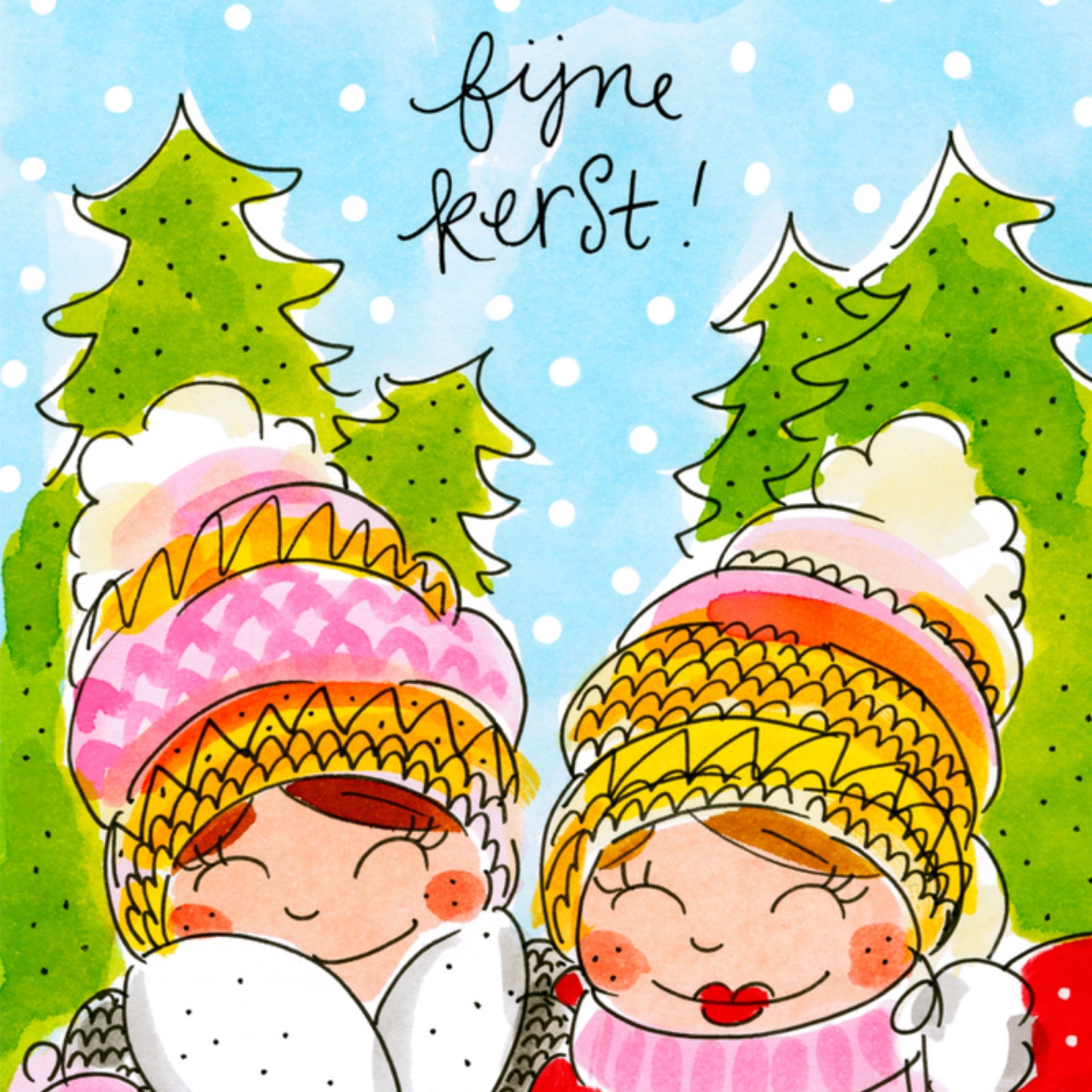 Blond Amsterdam Kerstkaart illustratie Vierkant